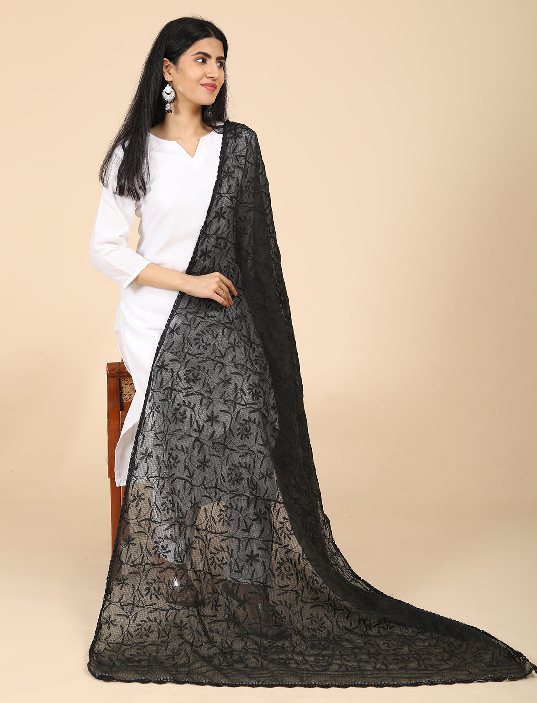 Bunna Black Chikankari Dupatta