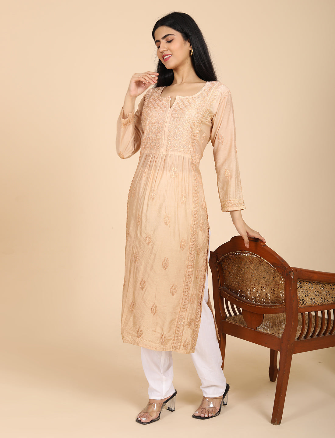 Noor Beige Chikankari Kurta