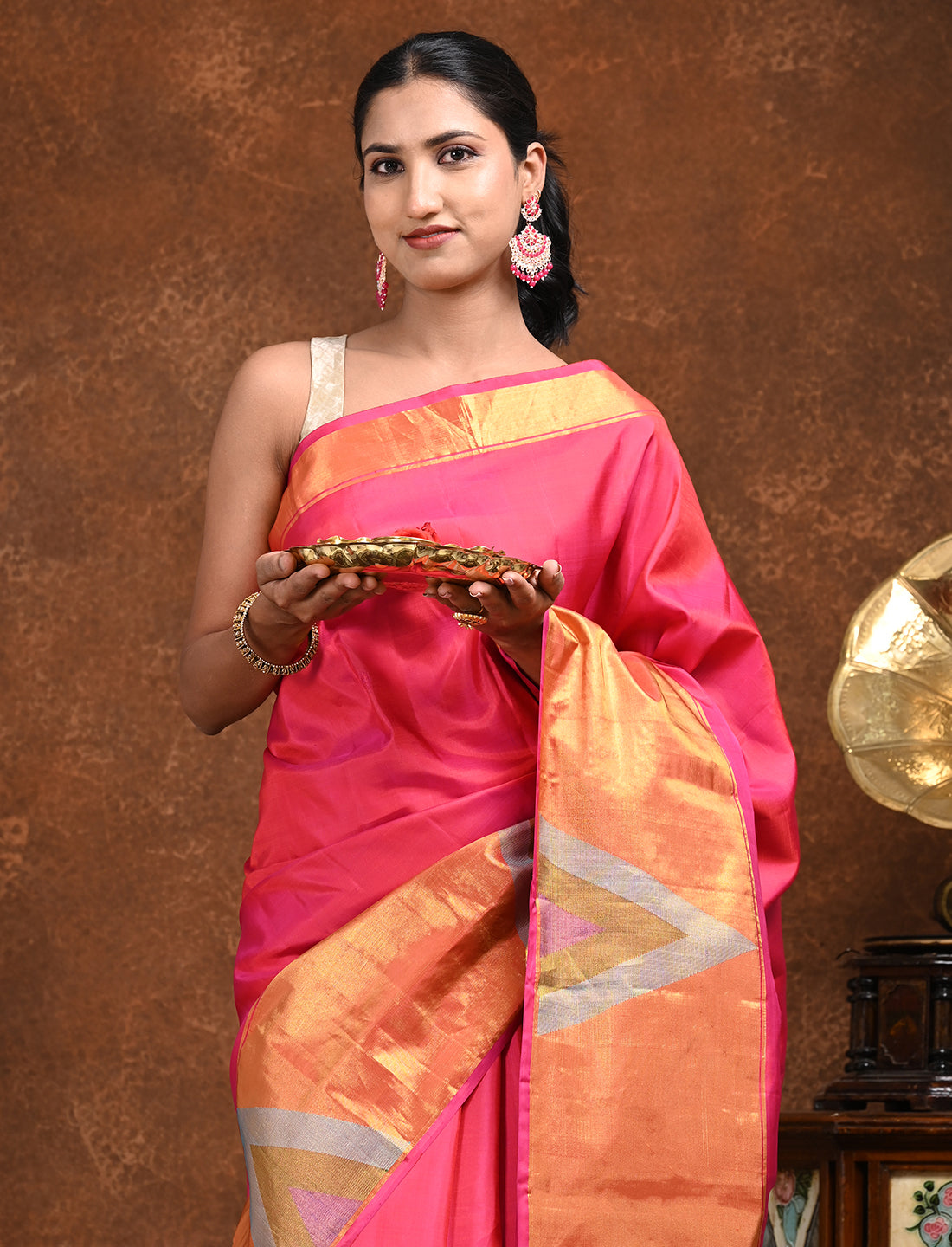 Pratha Pink Kanjeevaram Saree