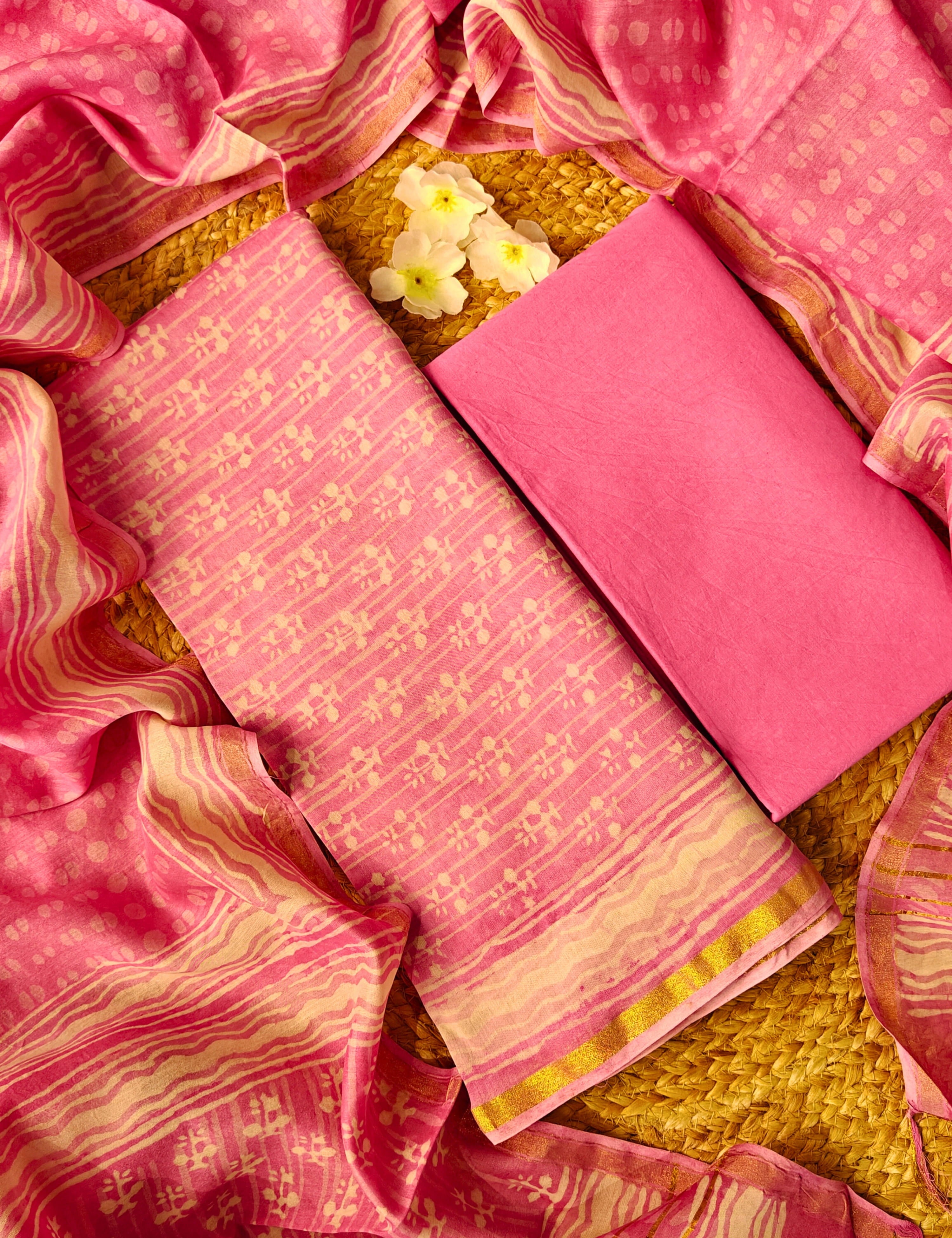 Chitra Lavender Bagru Dress Material