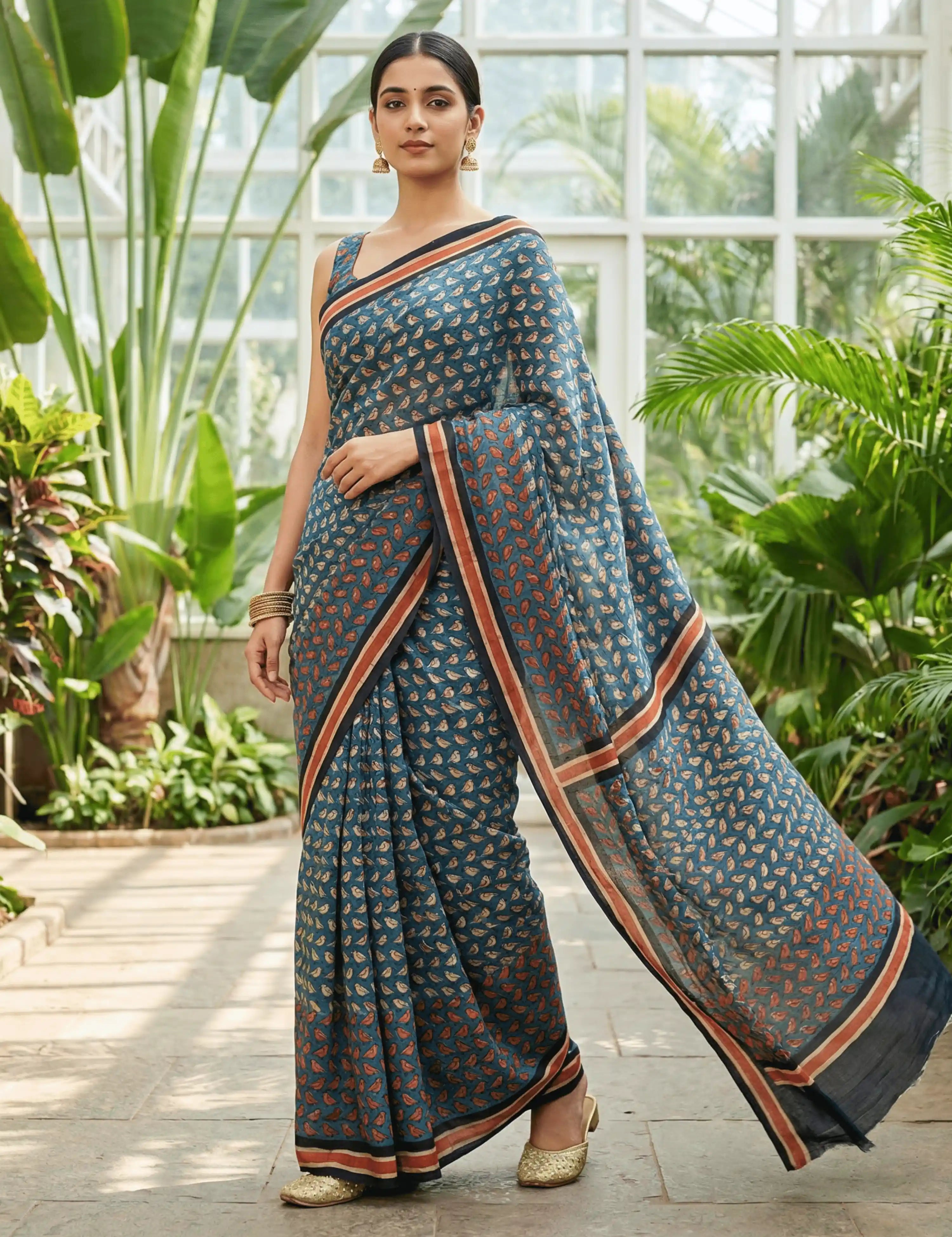 Indus Indigo Bagru Saree
