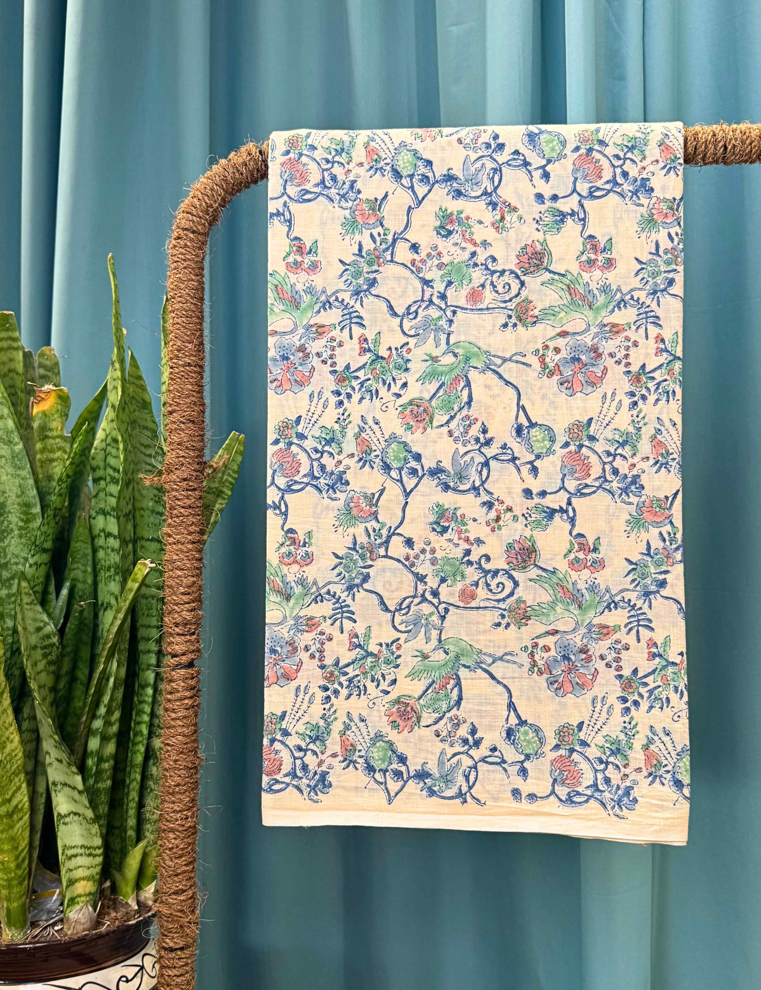 Beige Sanganeri Fabric