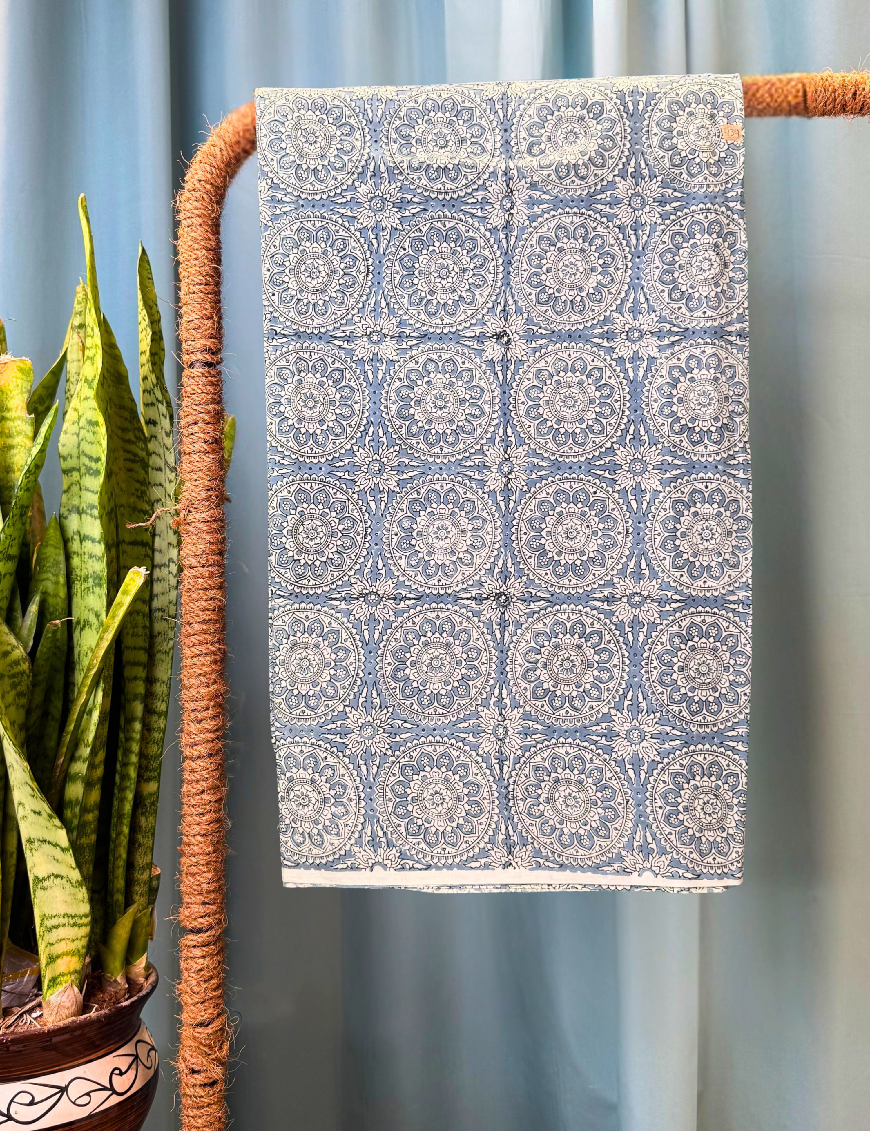Light Blue Sanganeri Fabric