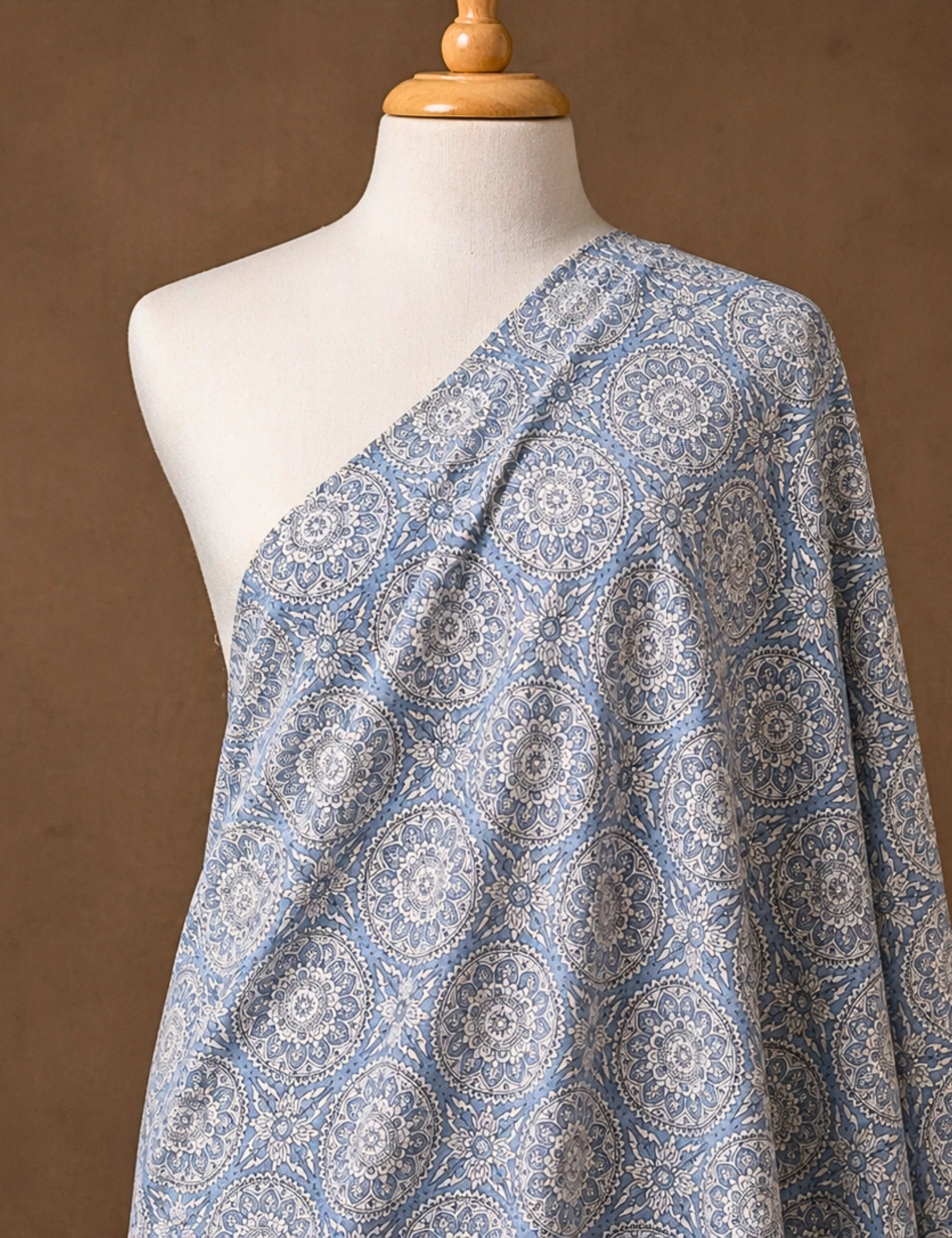 Light Blue Sanganeri Fabric