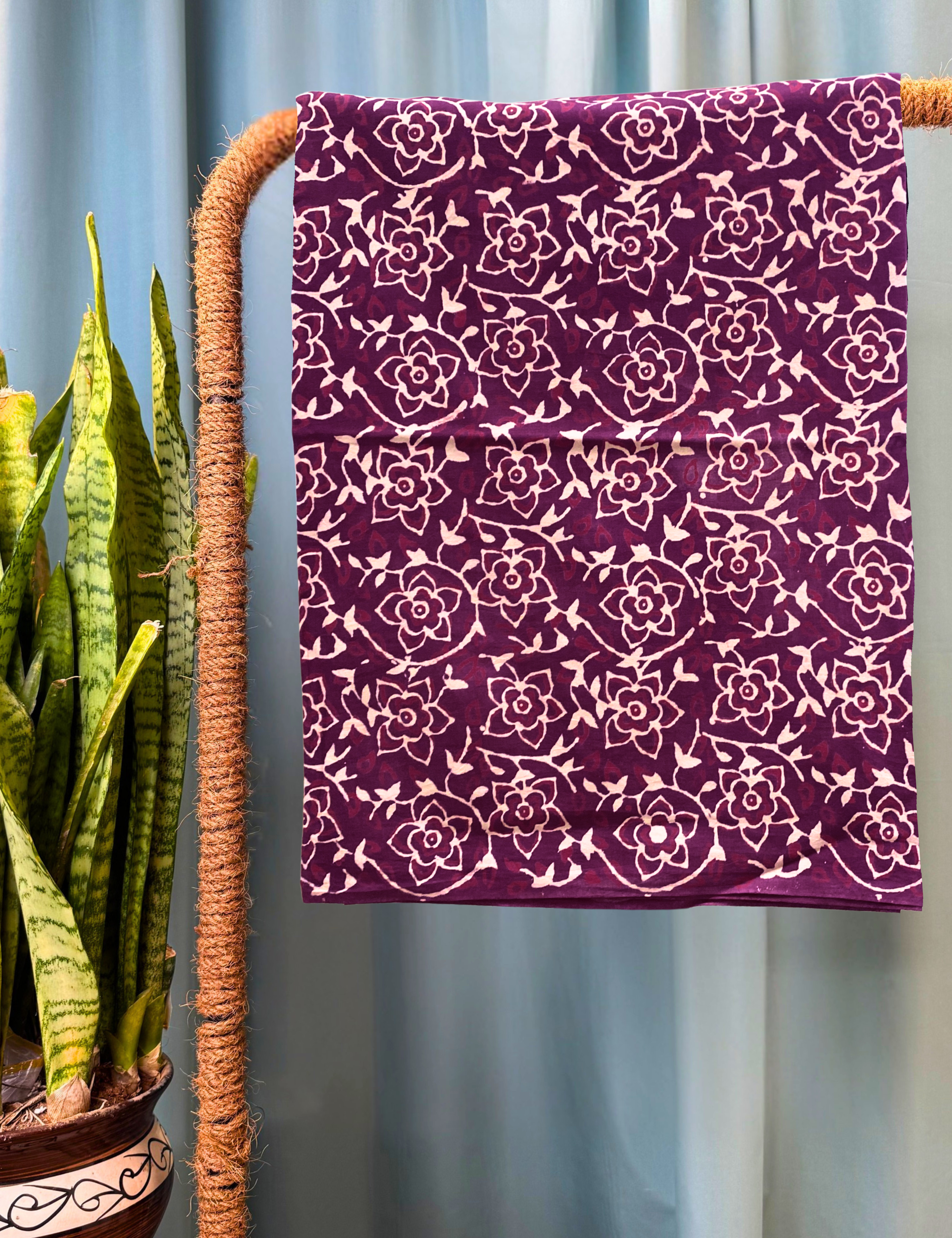Plum Bagru Fabric