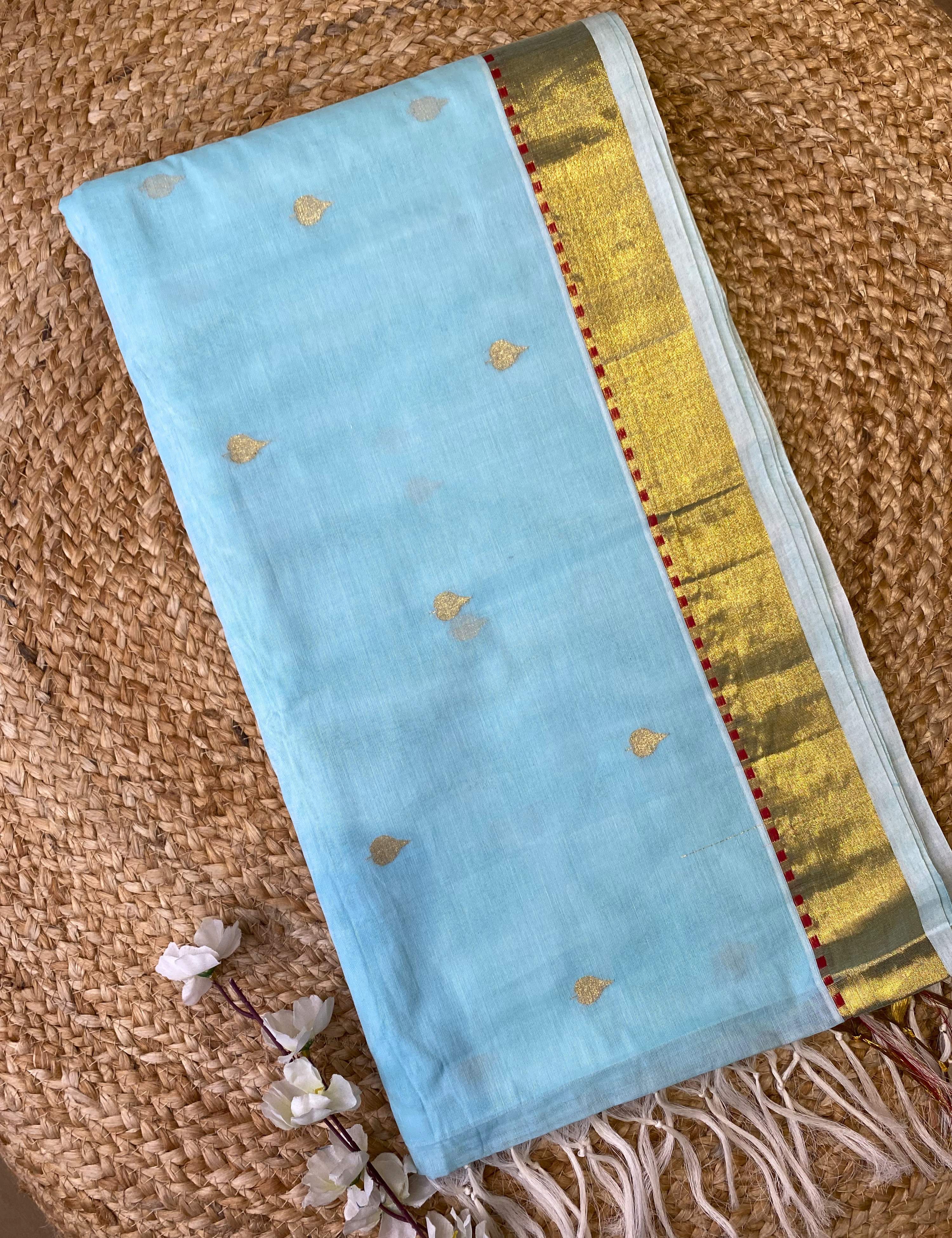 Popat Skyblue Venkatagiri Jamdani Saree