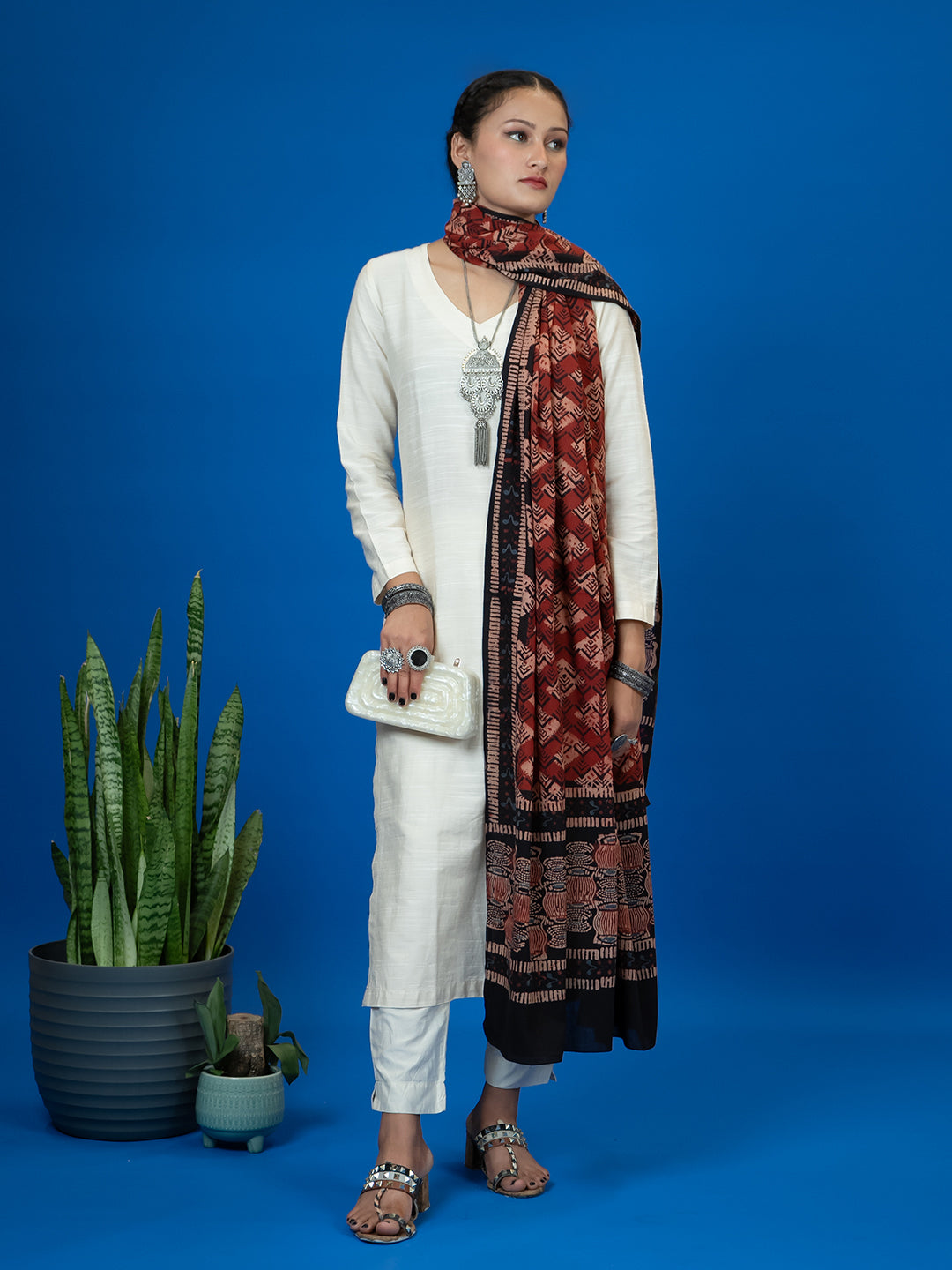Kapas Red Ajrakh Dupatta