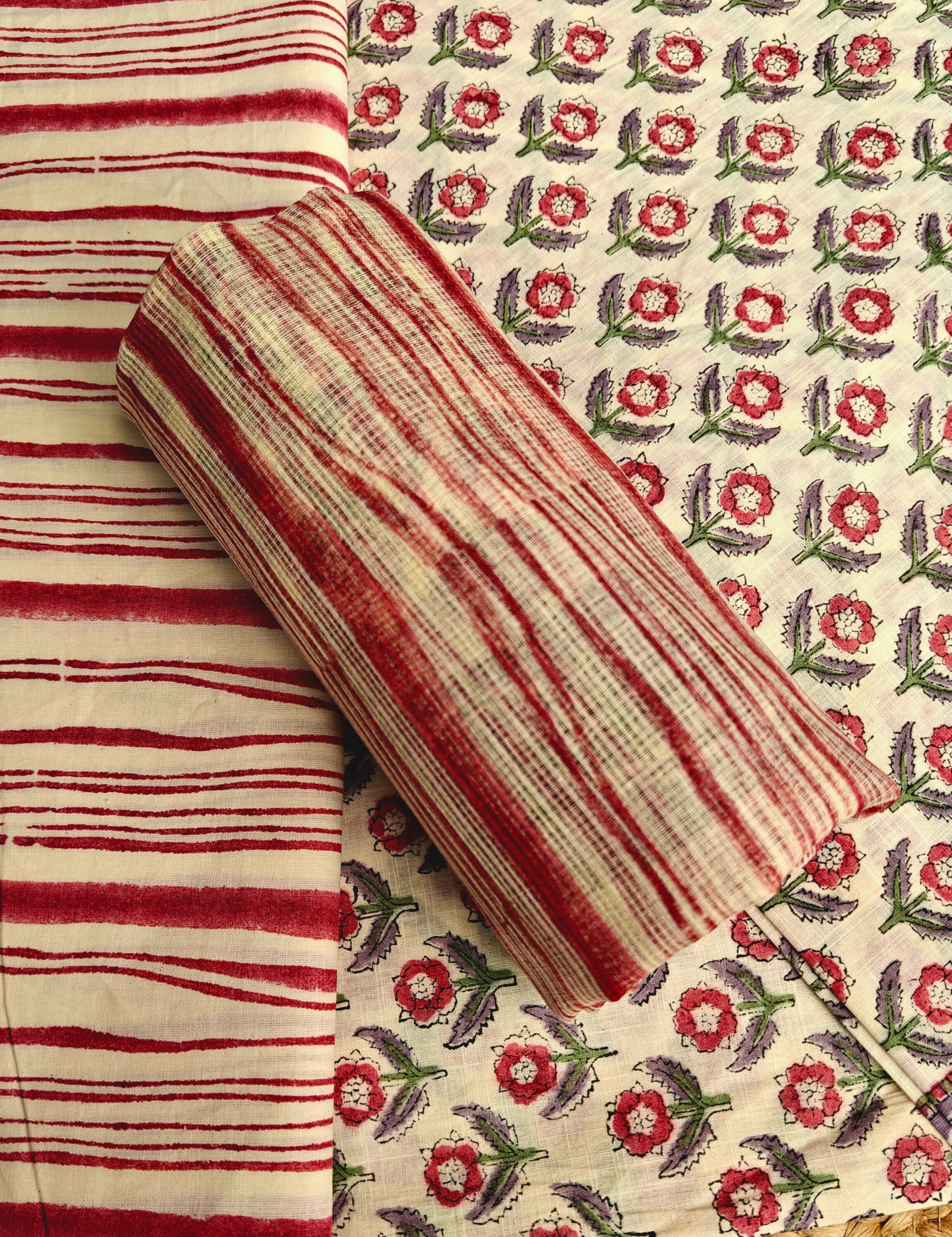 Bagicha White Bagru Dress Material