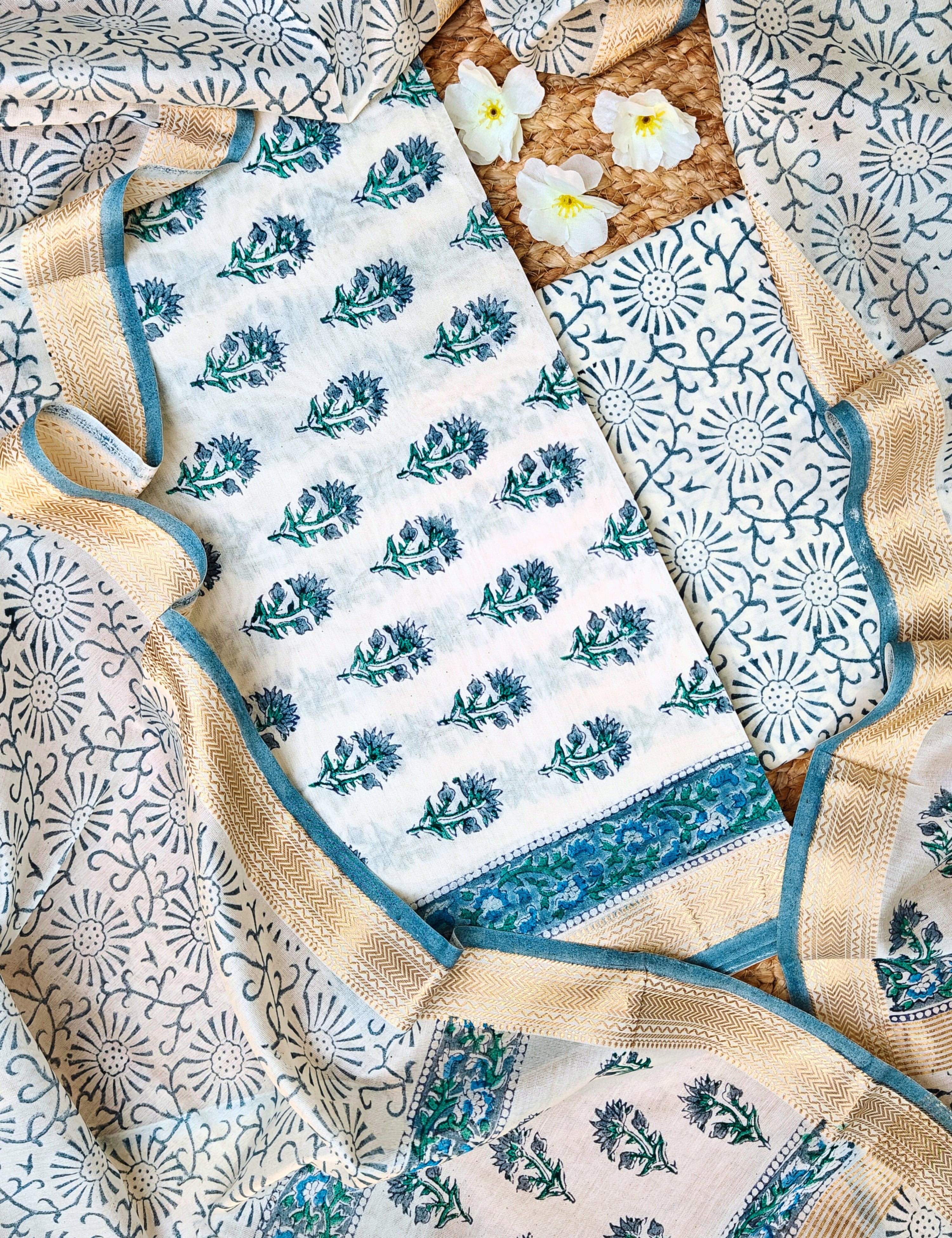 Maati Blue Bagru Dress Material