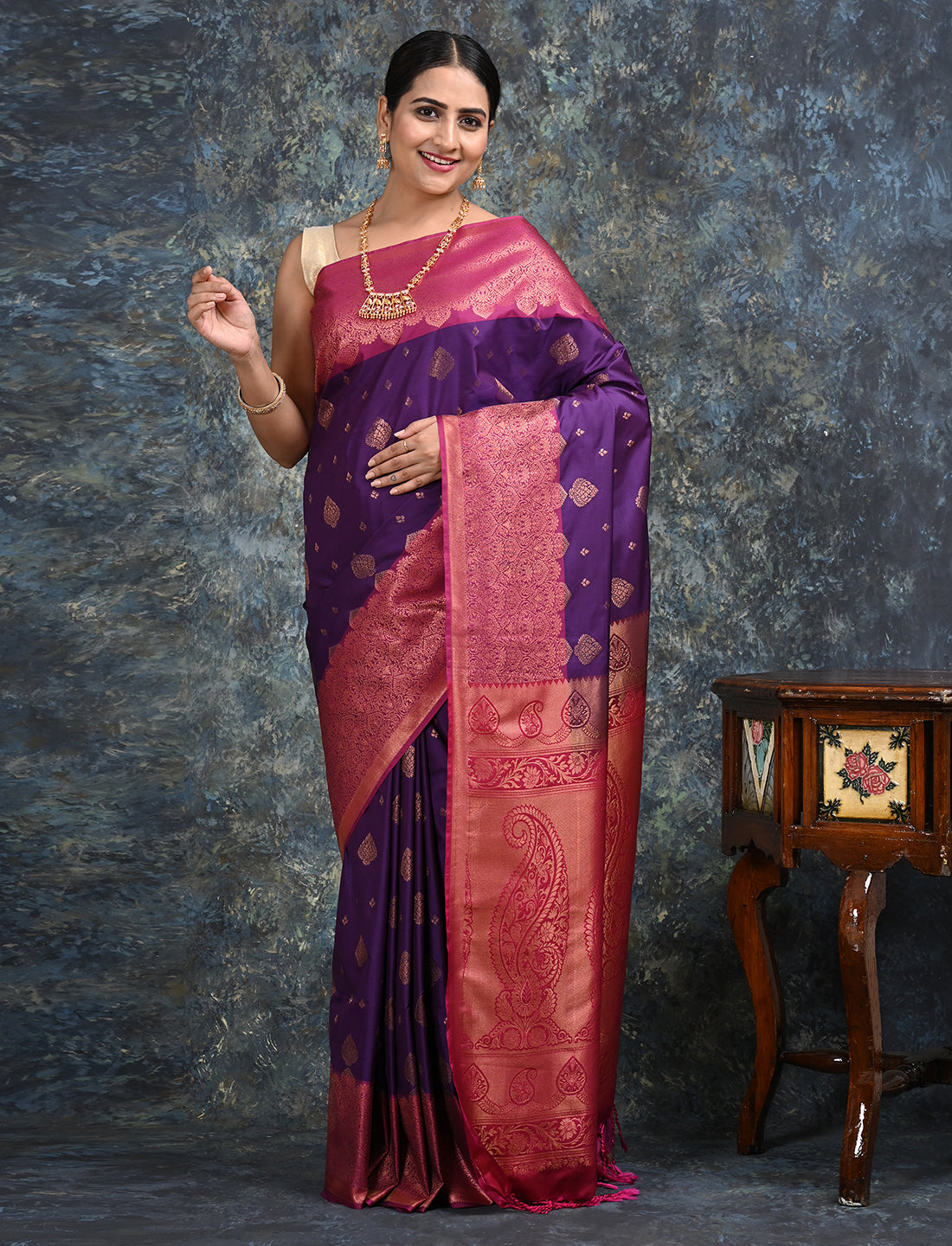 Anandya Purple Kanjeevaram Saree