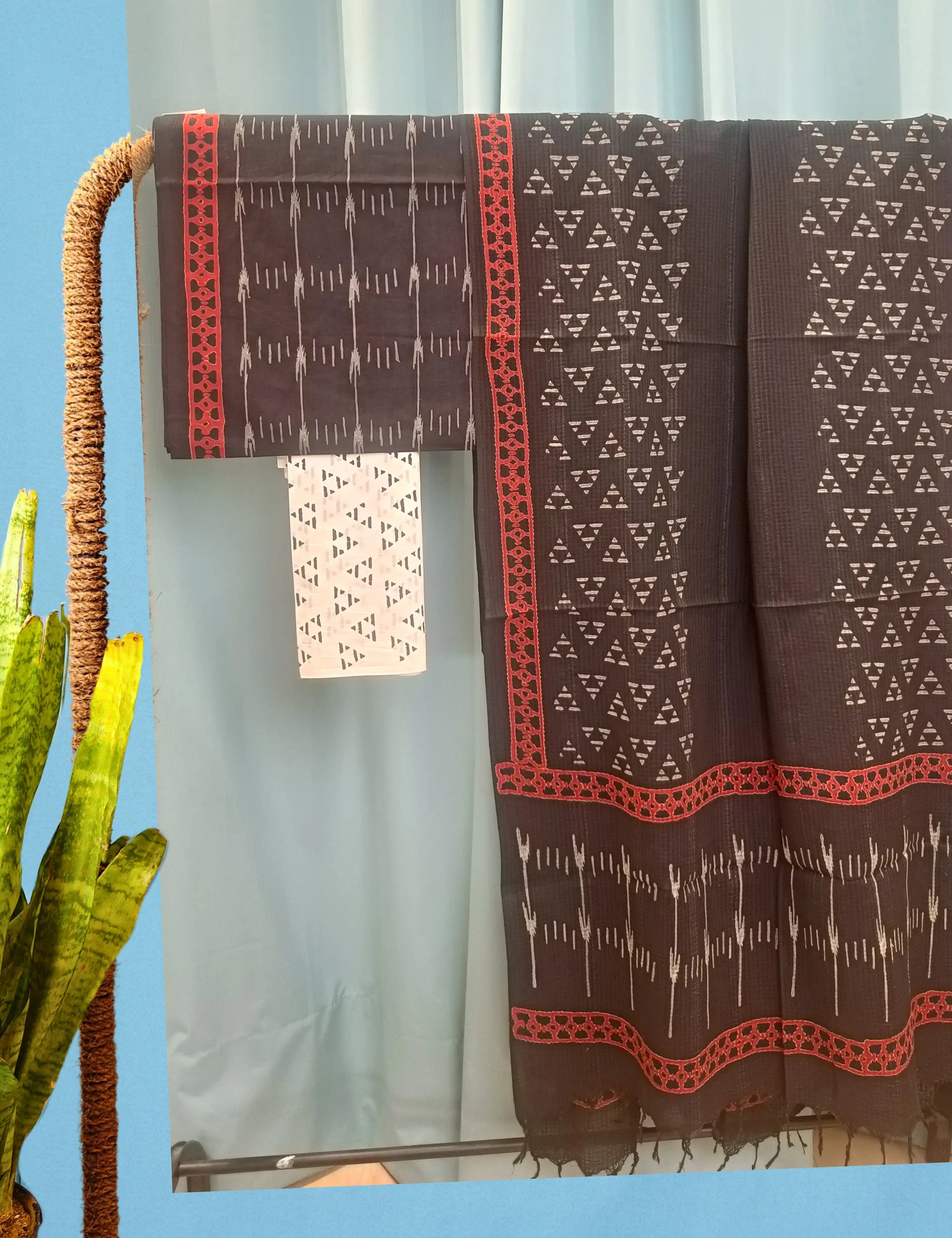 Panak Black Bagru Dress Material