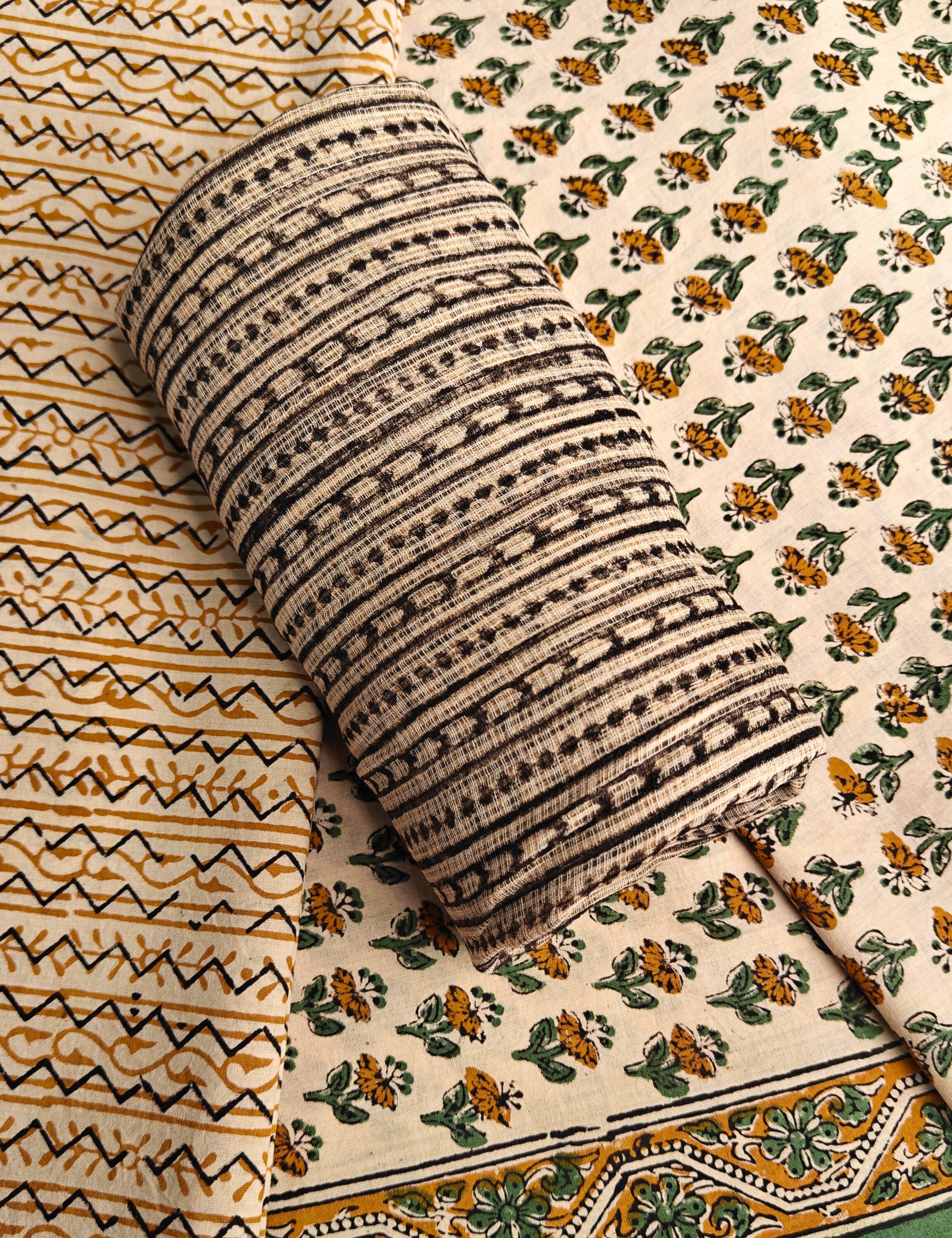 Bagicha Multicolor Bagru Dress Material