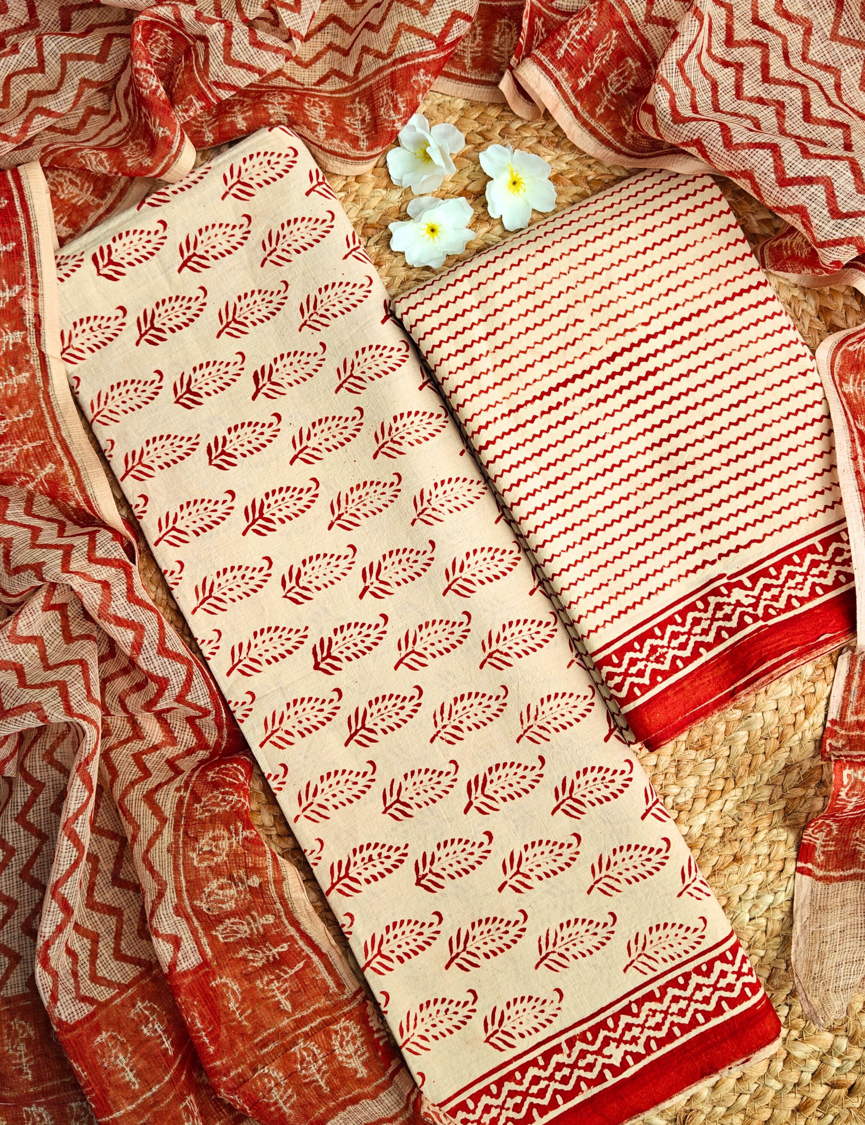 Bagicha Multicolor Bagru Dress Material