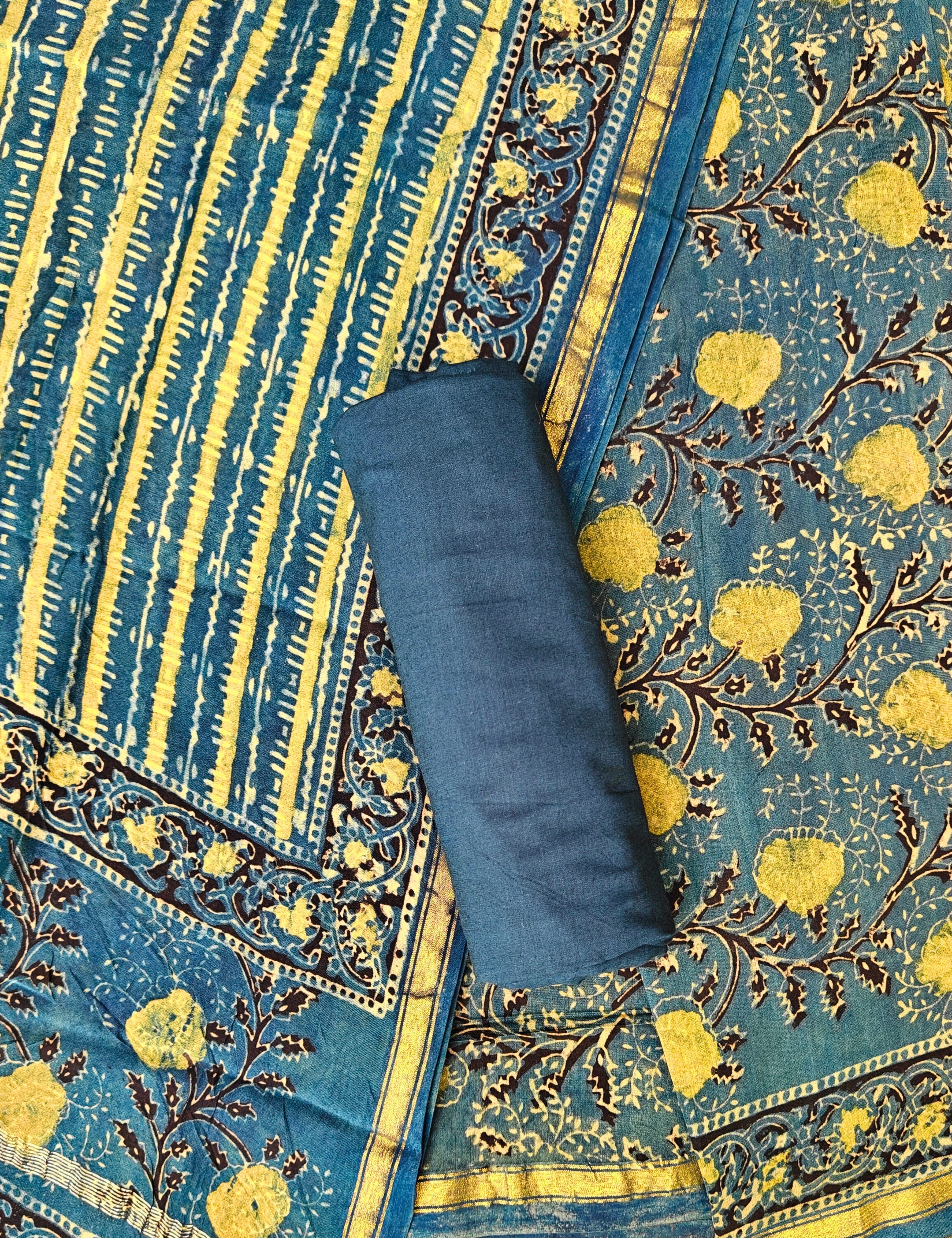 Chaap Indigo Ajrakh Dress Material