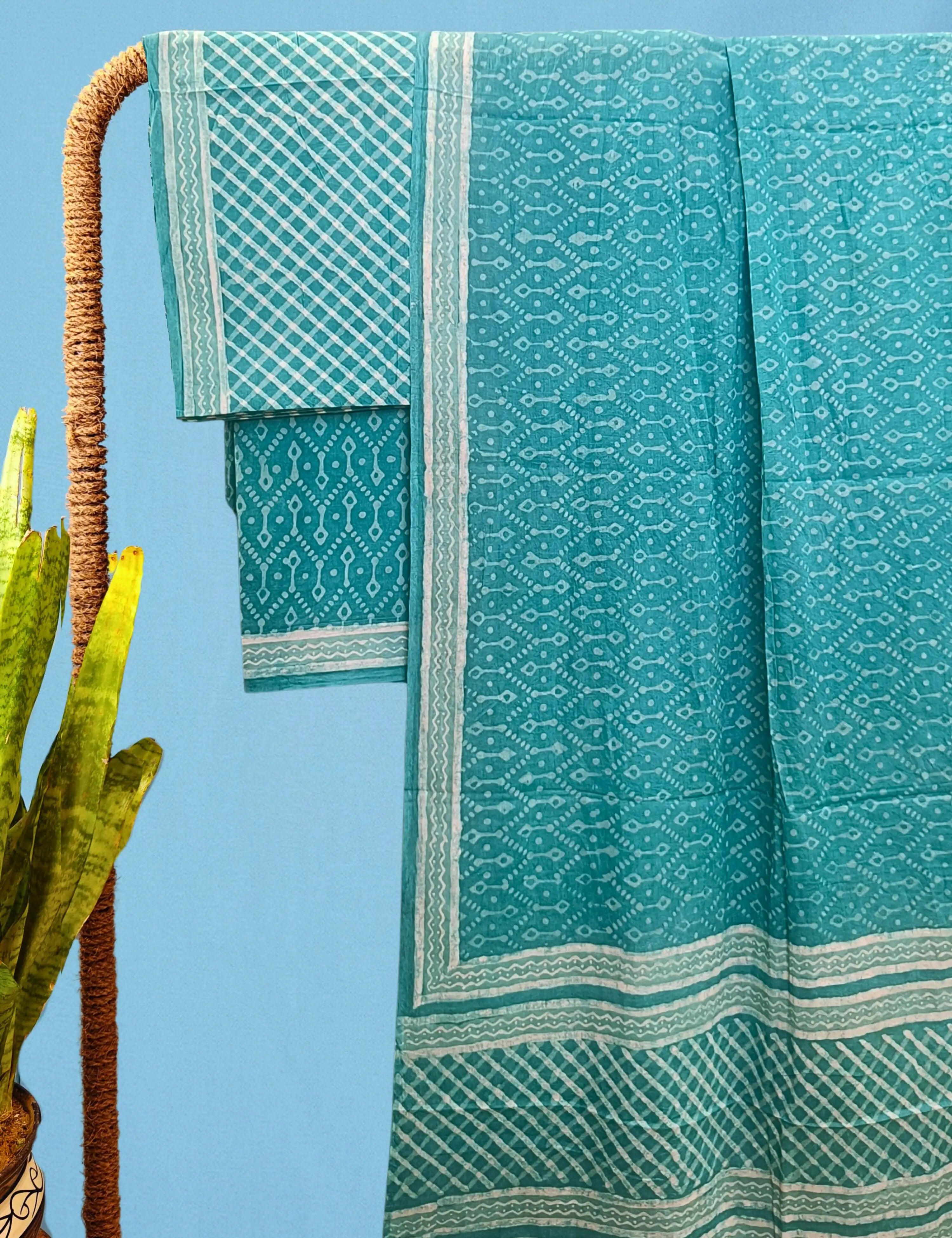 Panak Green Bagru Dress Material