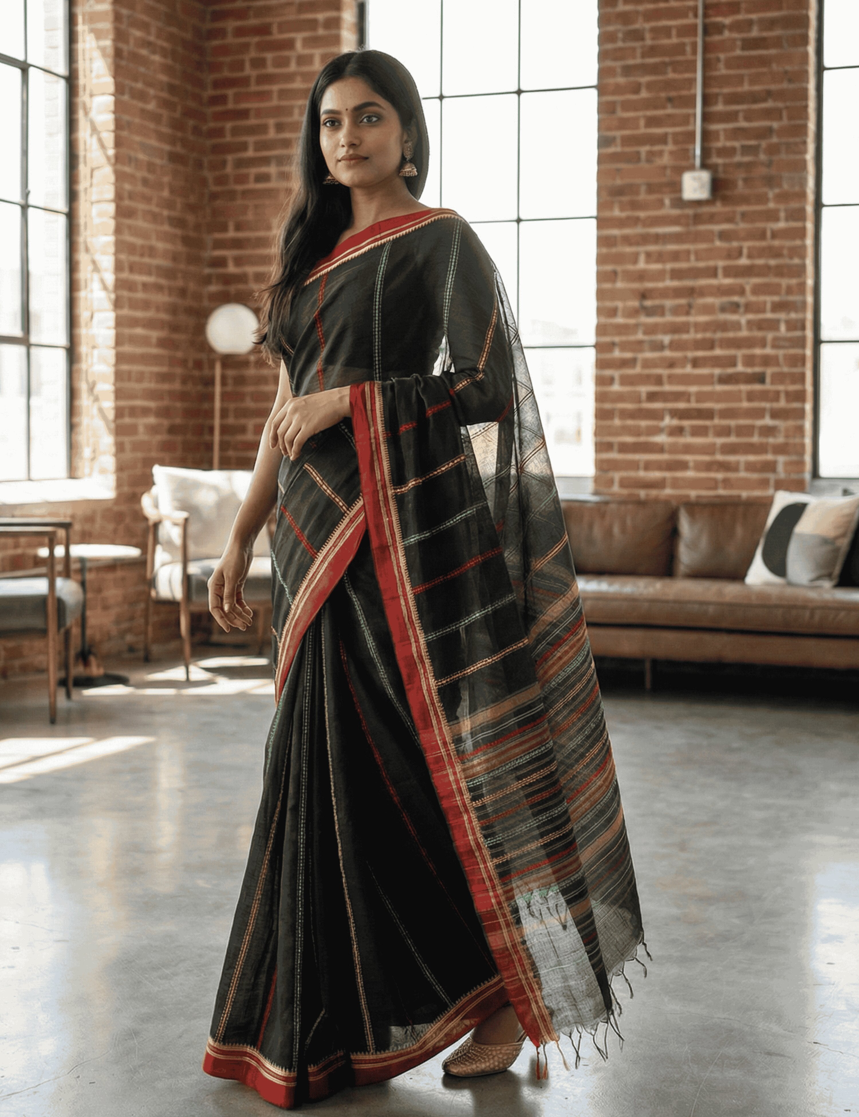 Dharini Black Dhaniakhali Saree