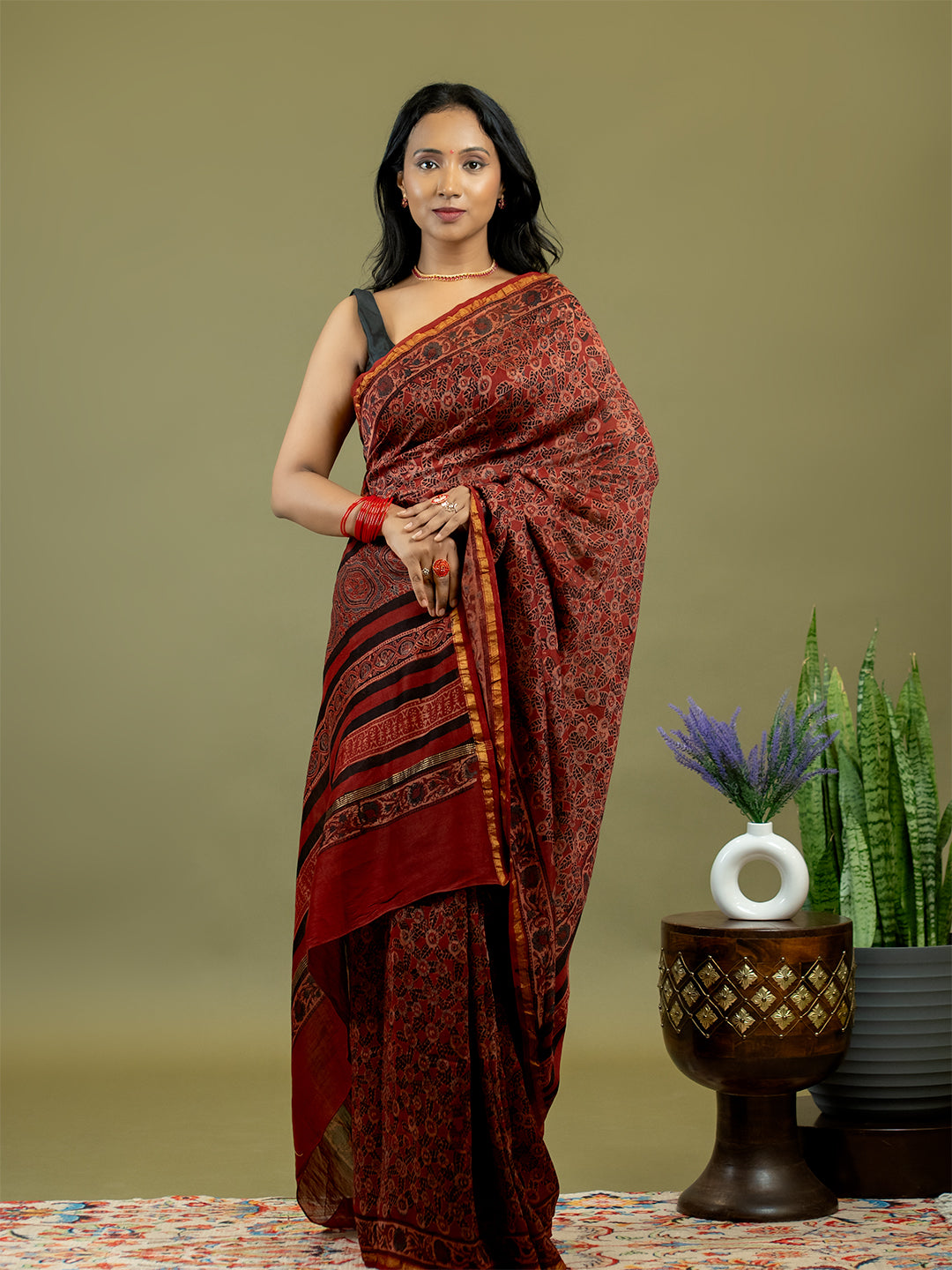 Raktika Red Ajrakh Saree