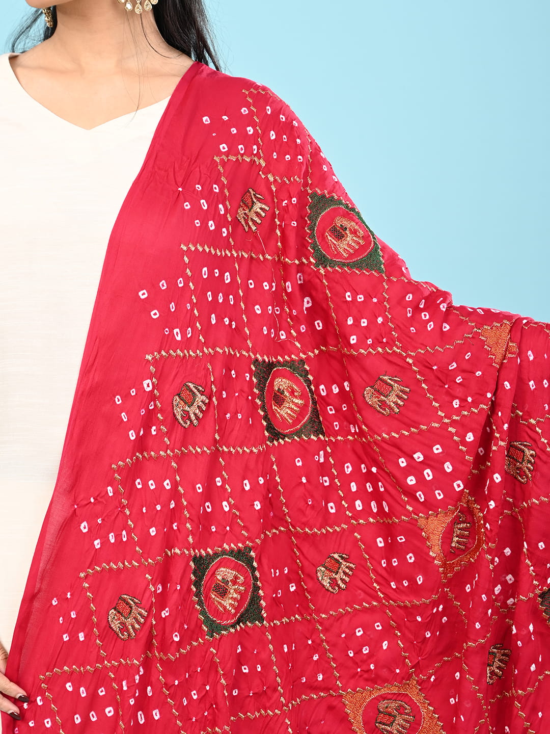 Gajgamini Fuchsia Bandhini Dupatta