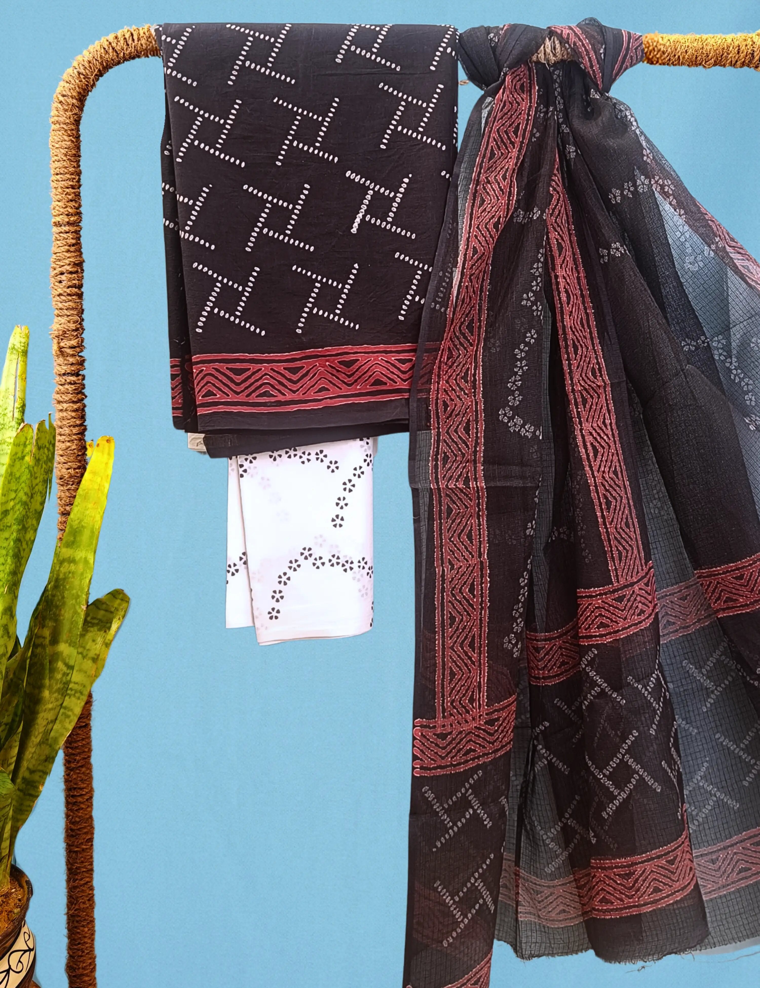 Shulba Black Bagru Dress Material