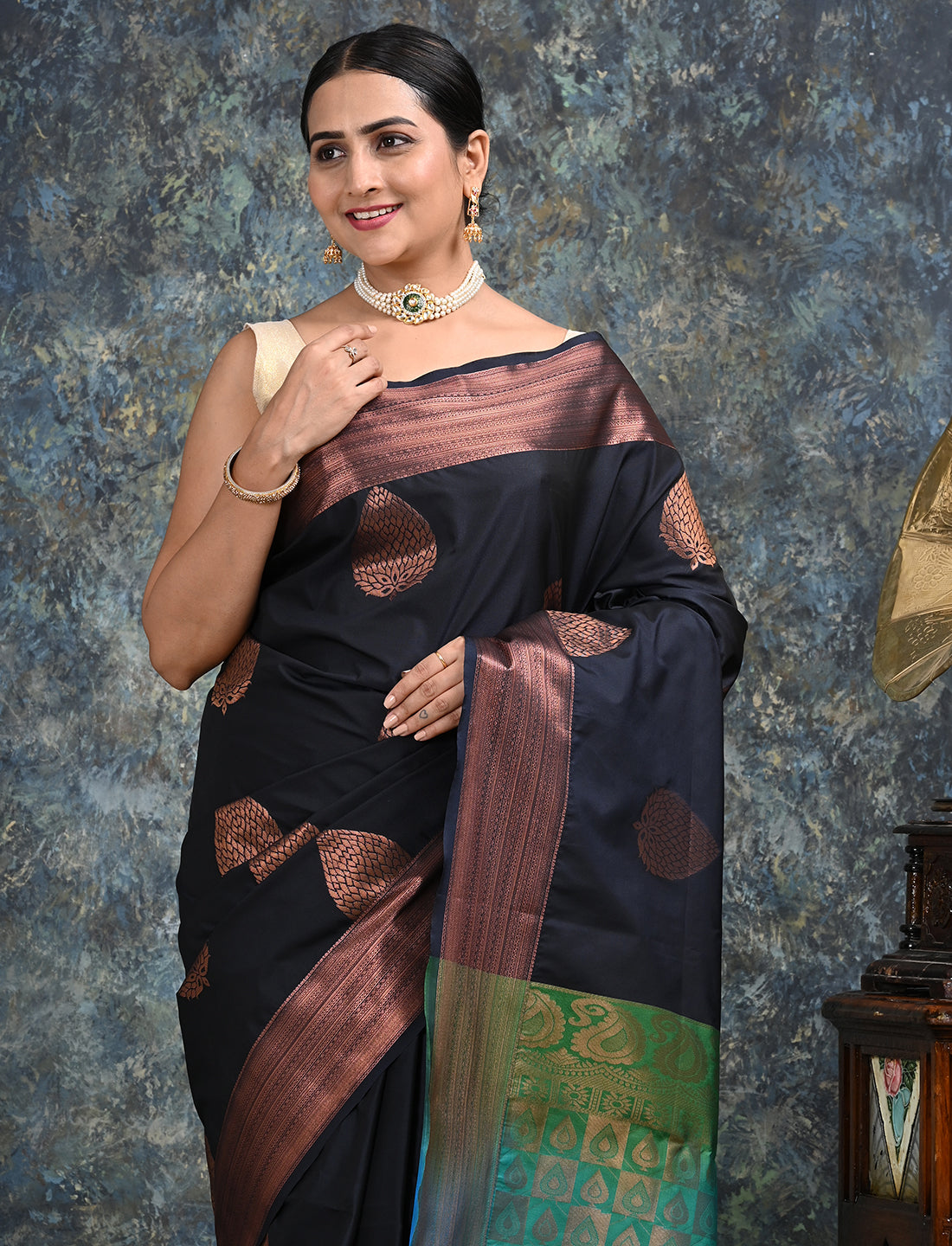 Varnika Black Kanjeevaram Saree