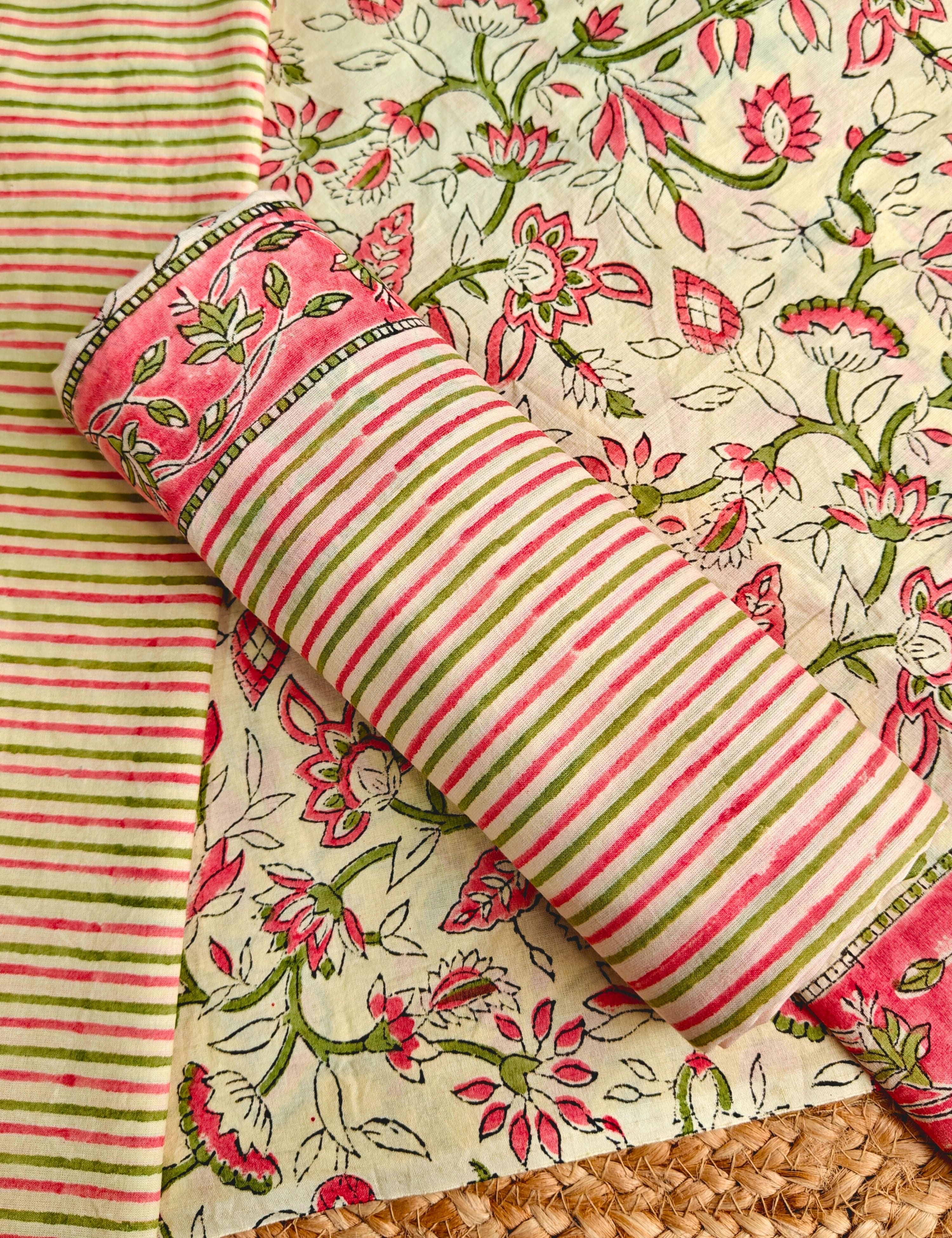 Jaal off-white Bagru Dress Material