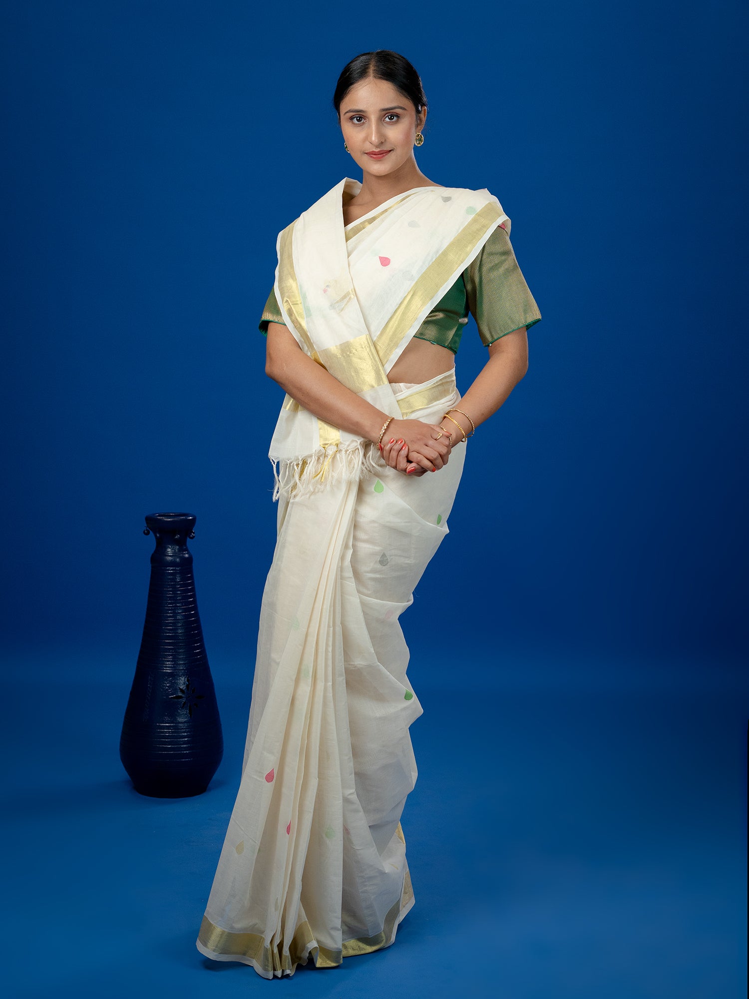 Popat Off White Venkatagiri Saree