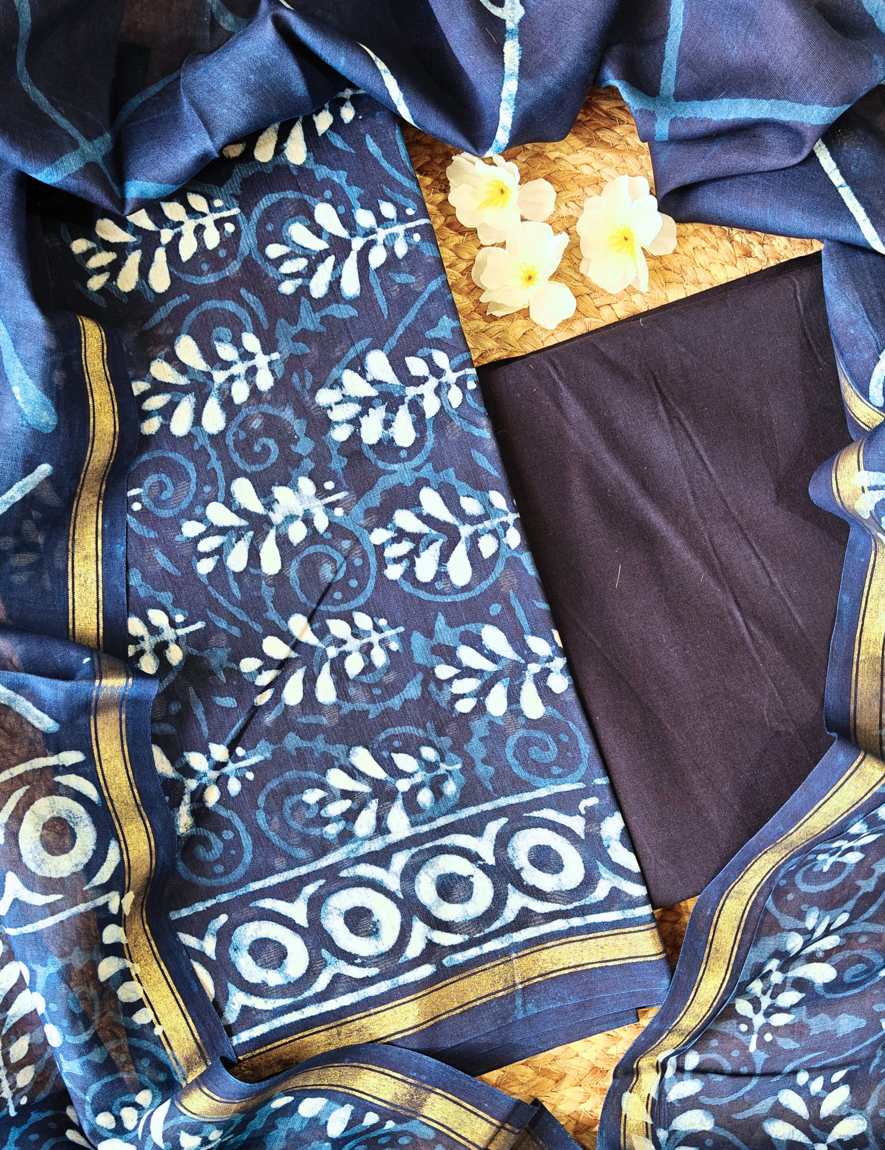 Maati Indigo Dabu Dress Material