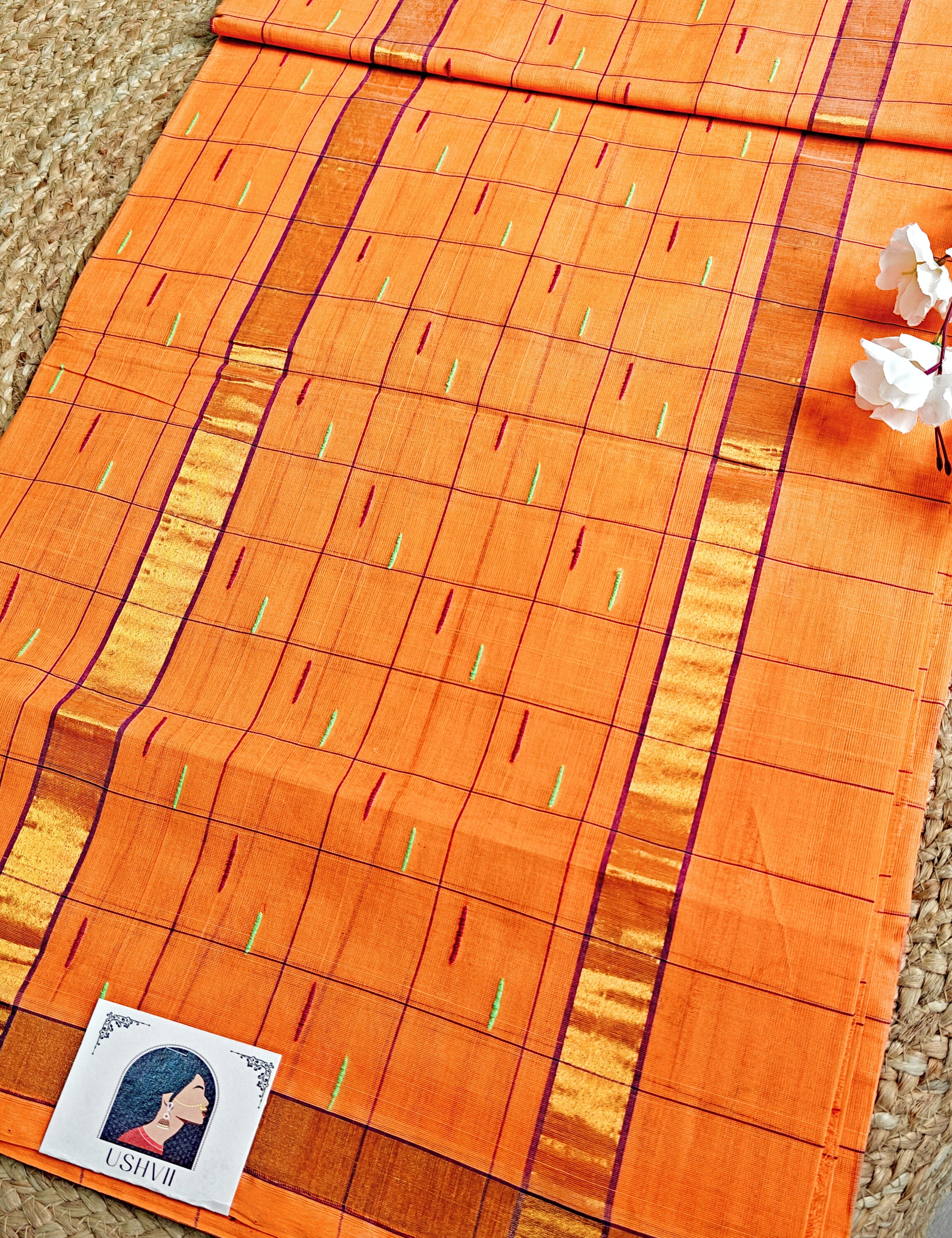 Sudha Orange Venkatagiri Saree