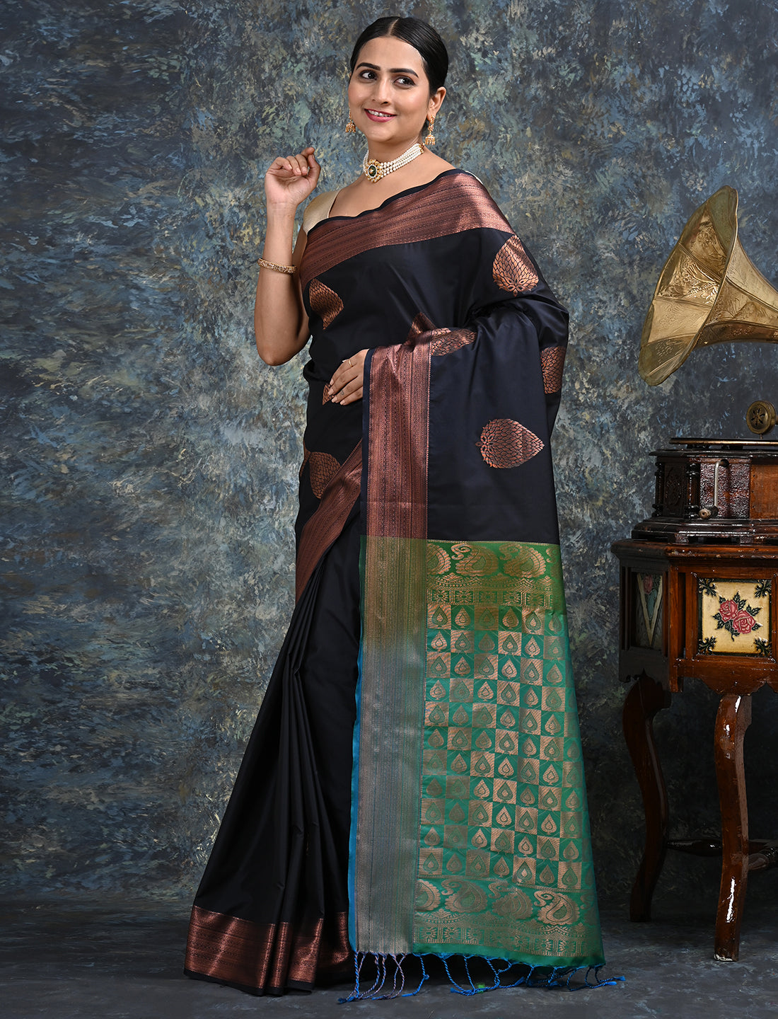 Varnika Black Kanjeevaram Saree