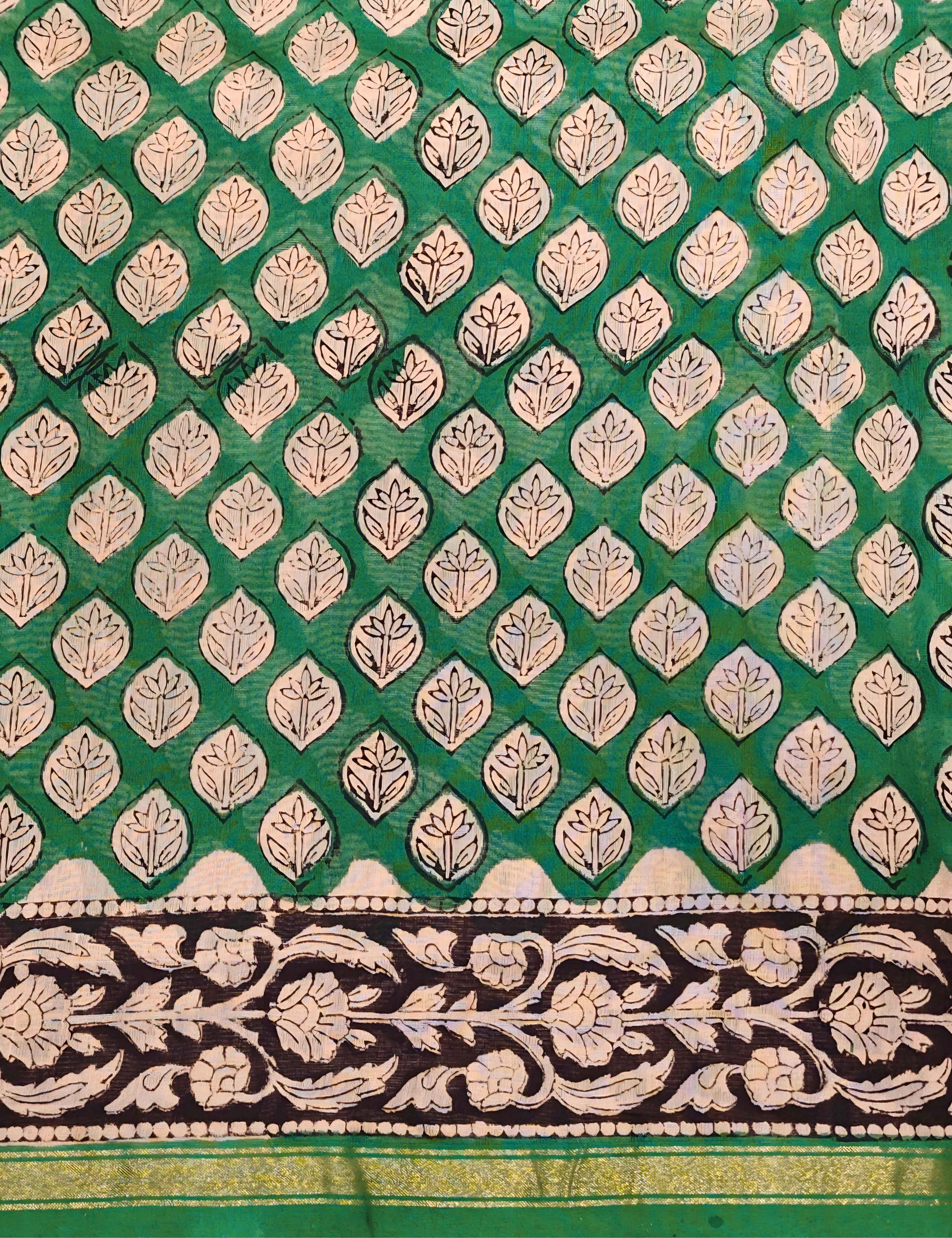 Bagh Green Bagru Saree