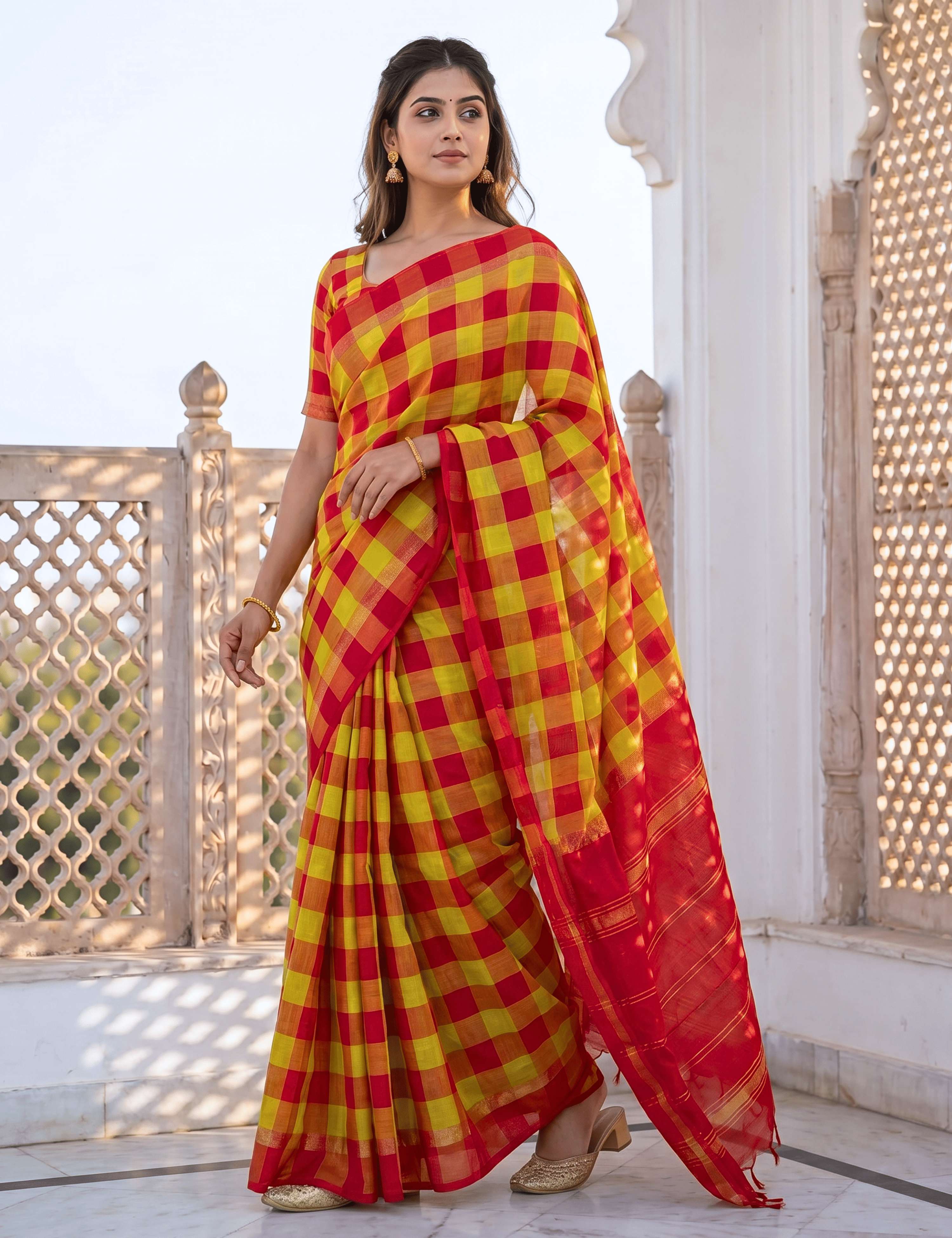 Rangili Yellow Negamam Cotton Saree