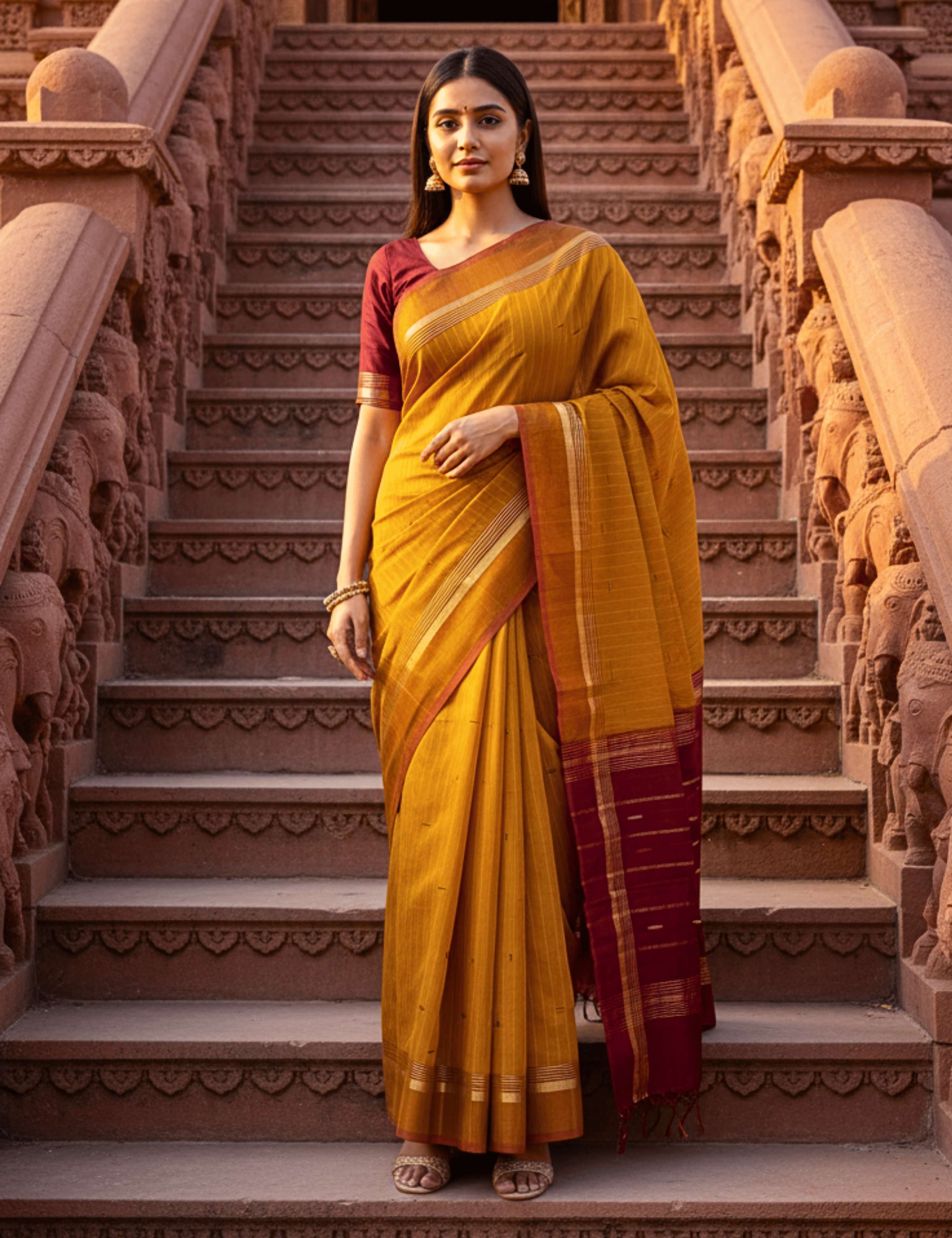 Vara Rust Negamam Cotton Saree