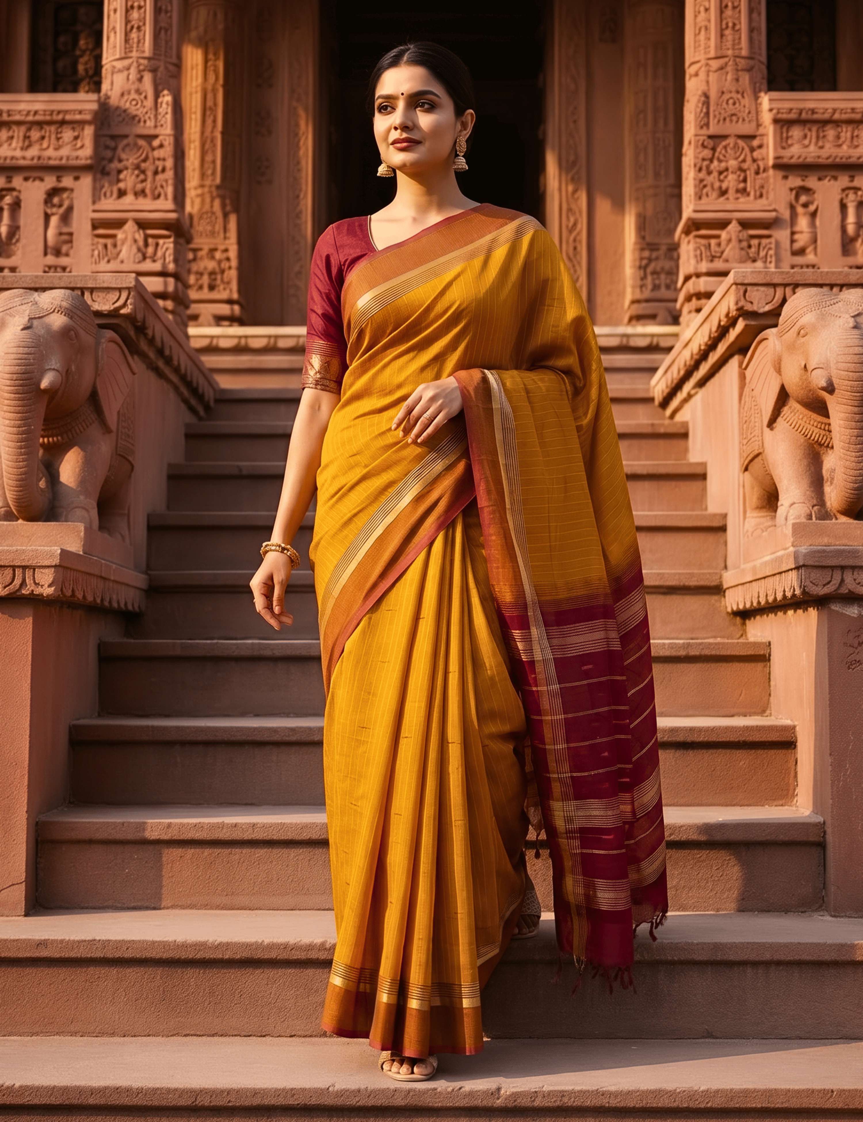 Vara Rust Negamam Cotton Saree