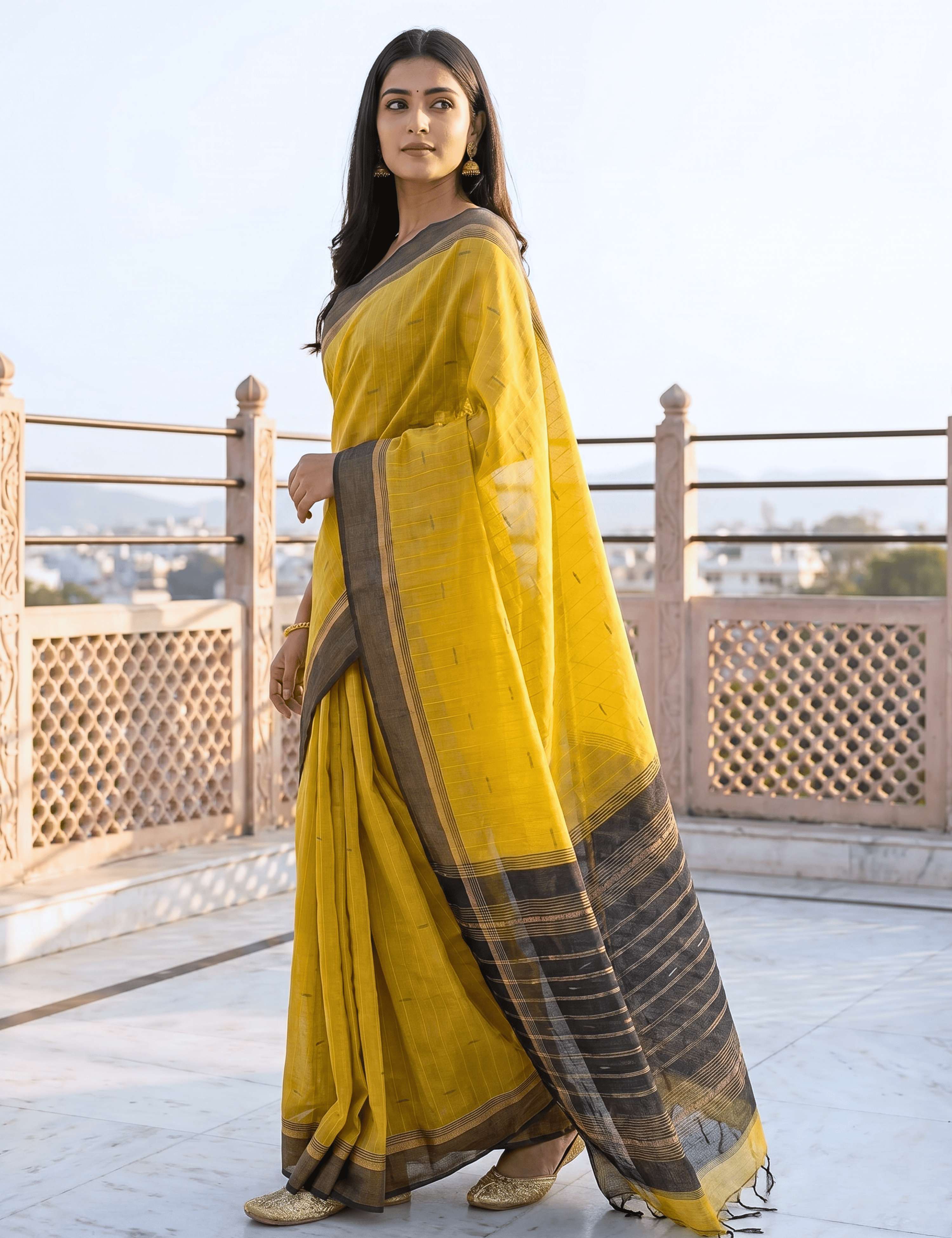 Vara Mustard Negamam Cotton Saree