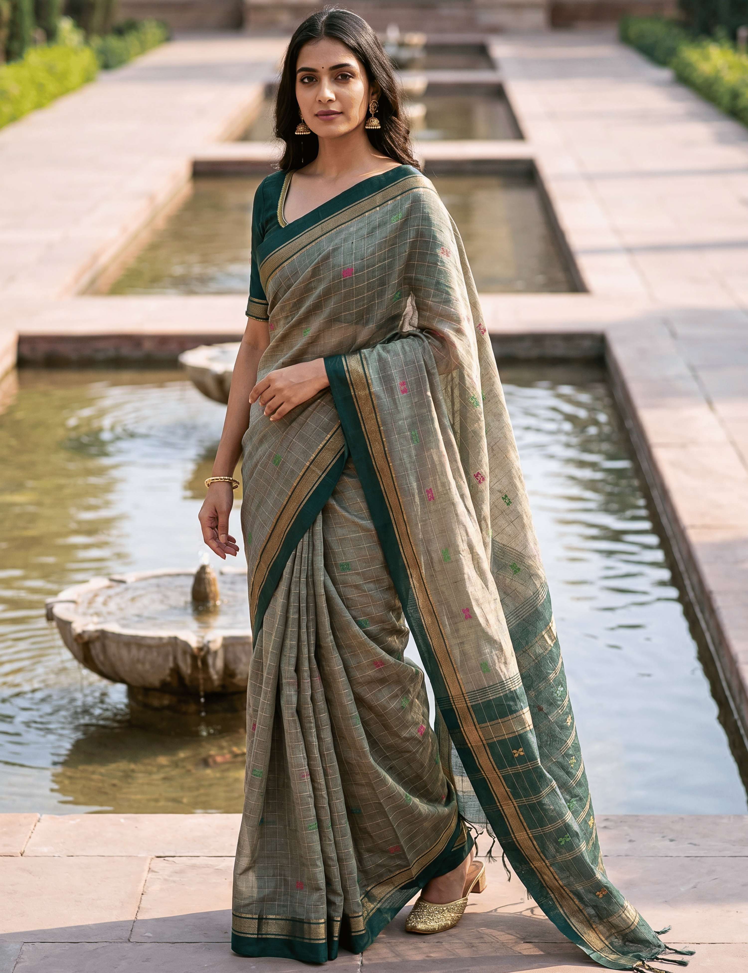 Dhara Olive Negamam Cotton Saree