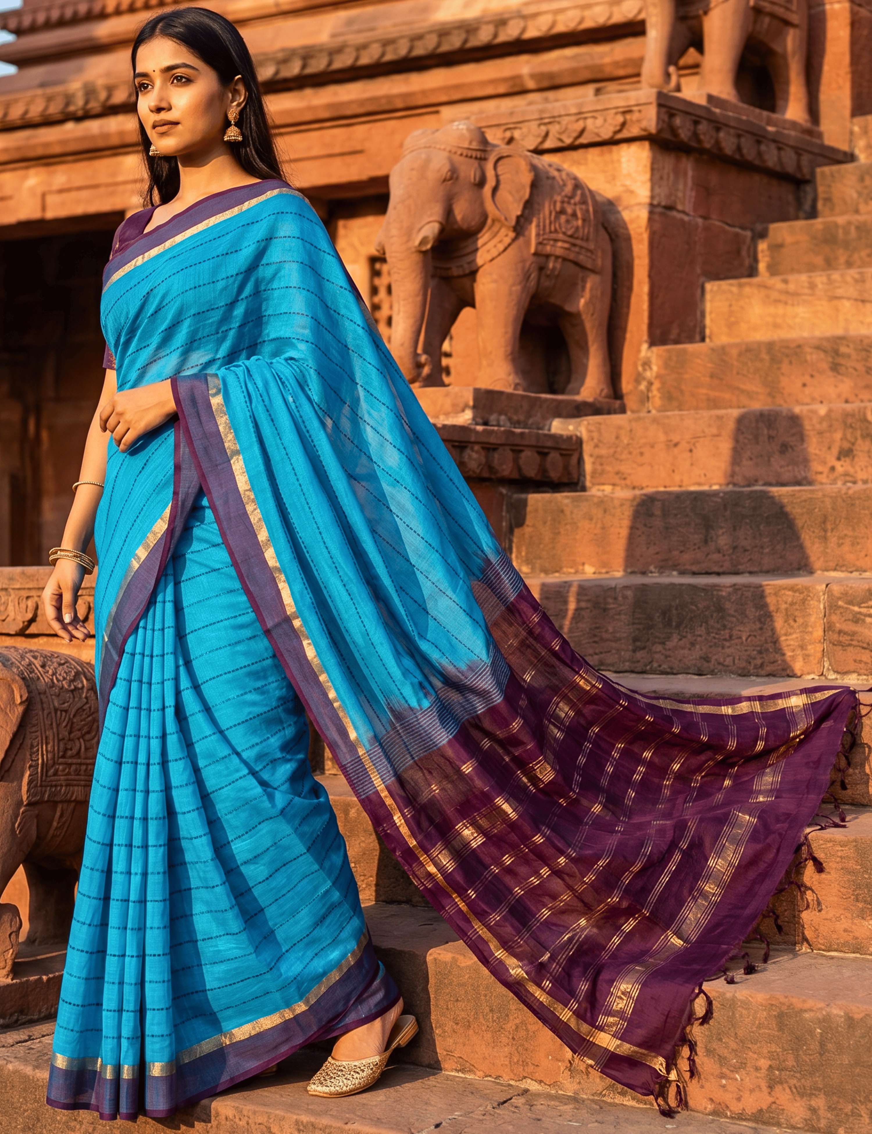 Ashima Green Negamam Cotton Saree