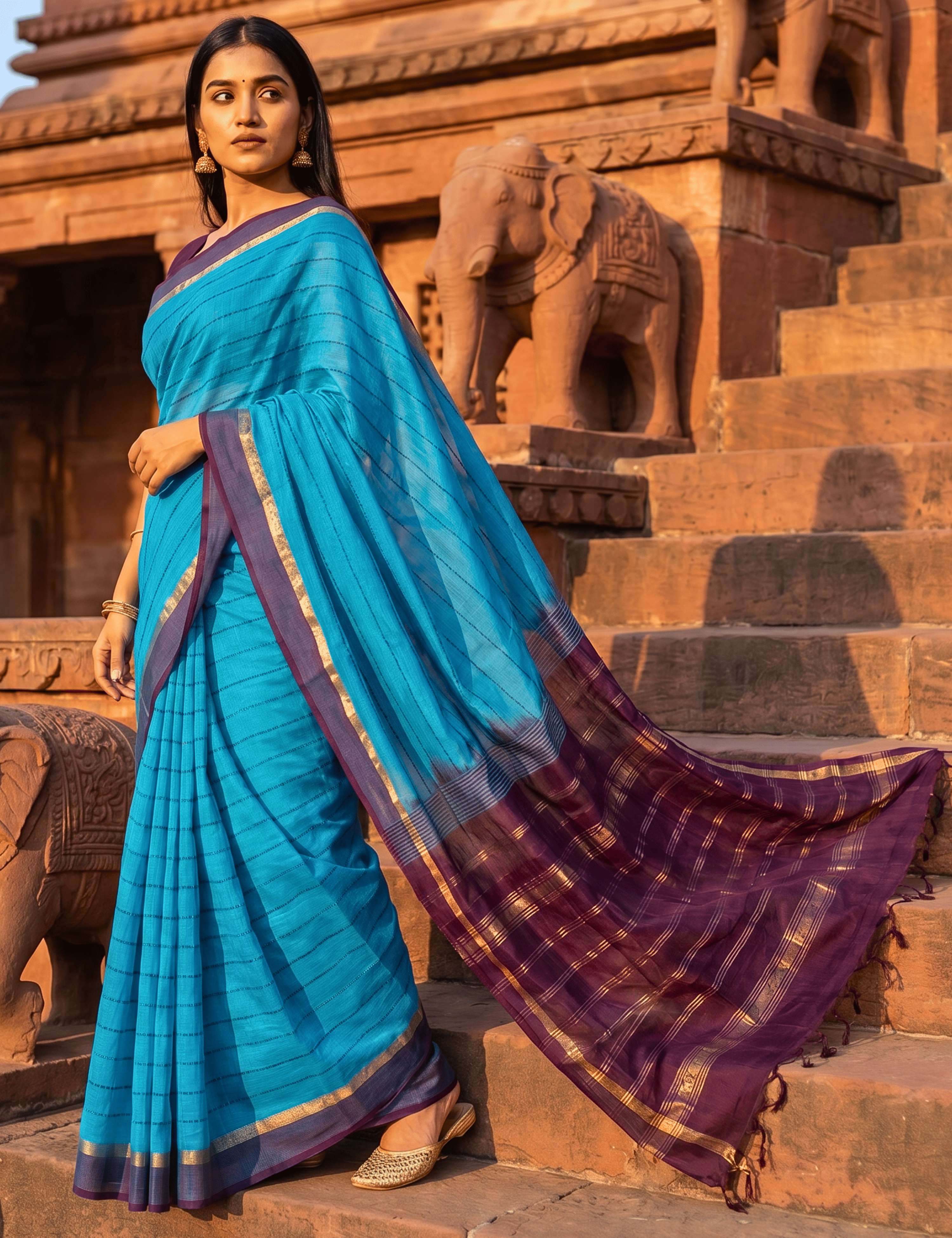 Ashima Green Negamam Cotton Saree