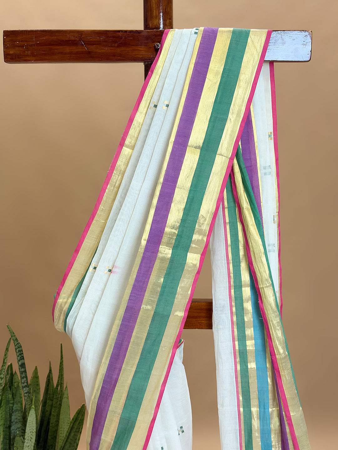 Indradhanush White Venkatagiri Saree