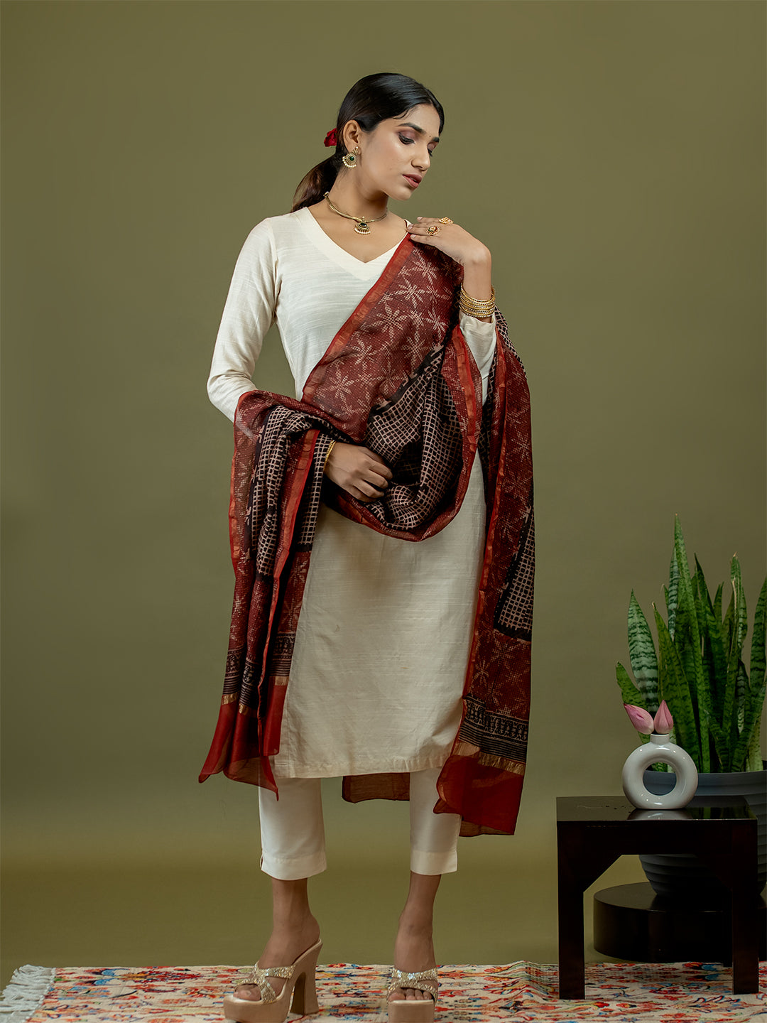 Chhavi Black Ajrakh Dupatta