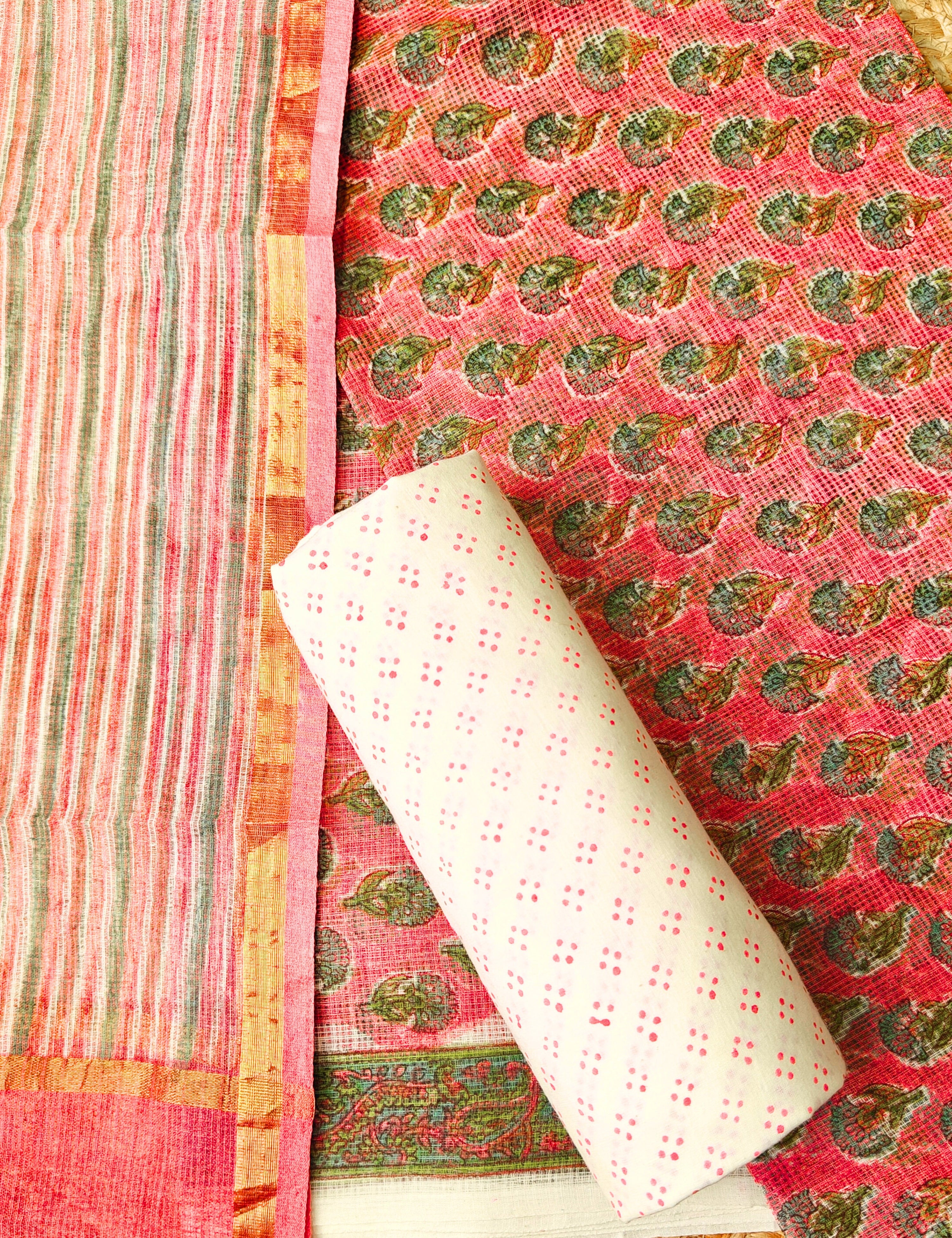 Vaayu Dusty-Pink Bagru Dress Material