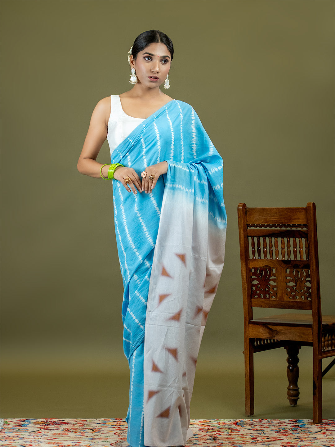 Leelaa Sky Blue Shibori Saree