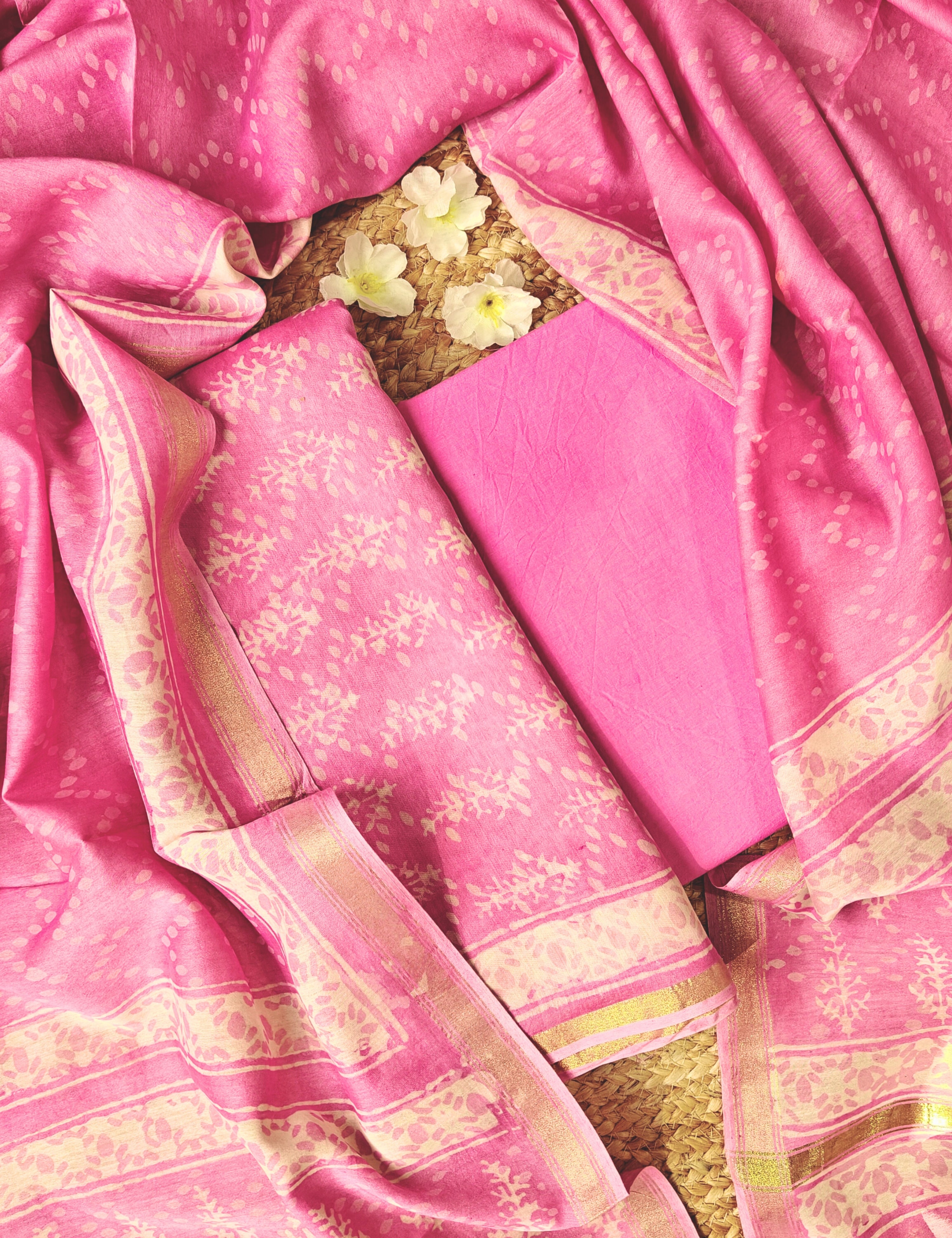 Chitra Lavender Bagru Dress Material