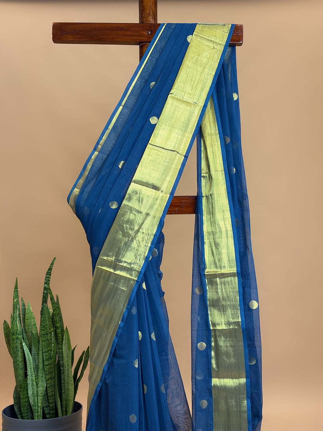 Polka Teal Venkatagiri Saree
