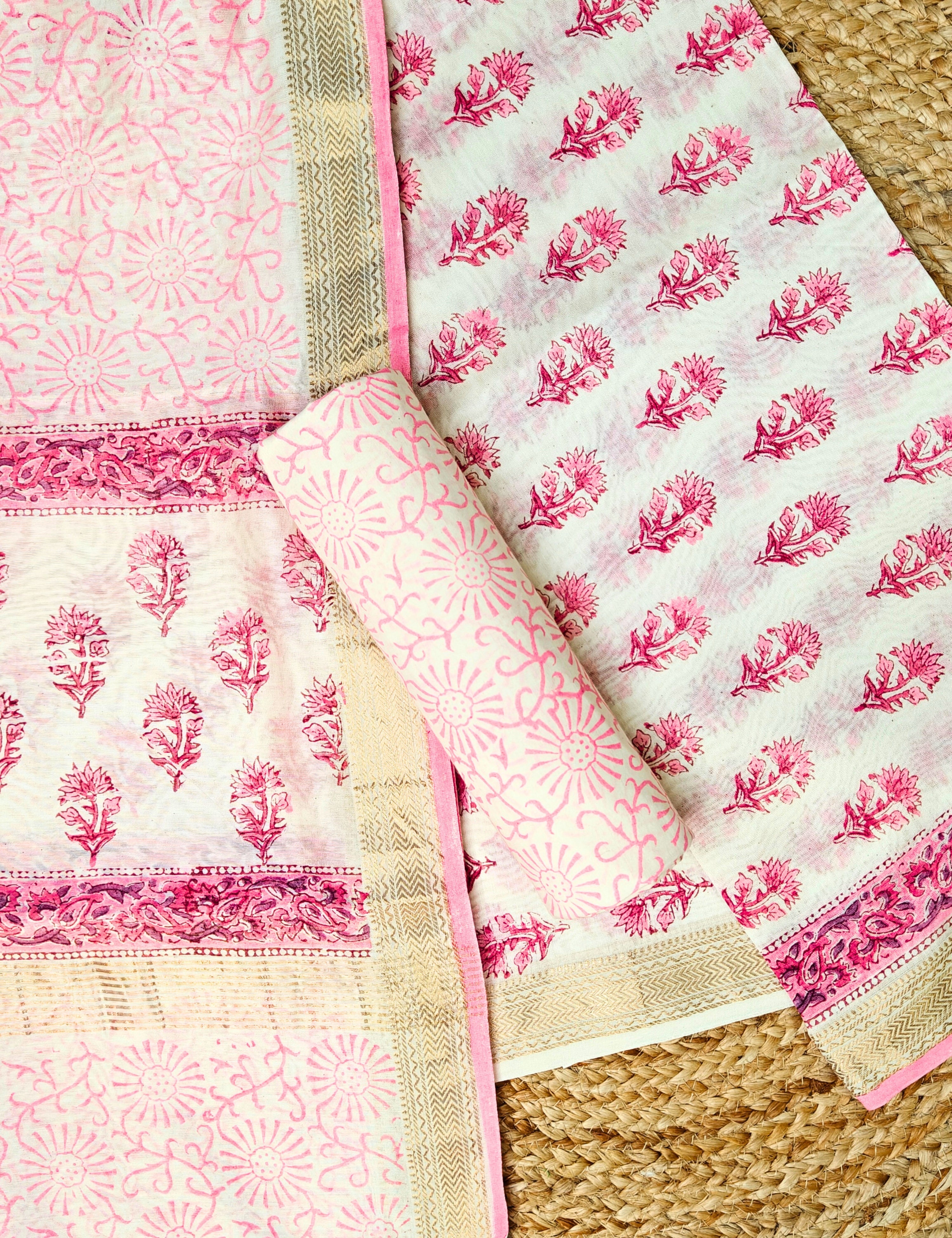 Maati Off-white Bagru Dress Material