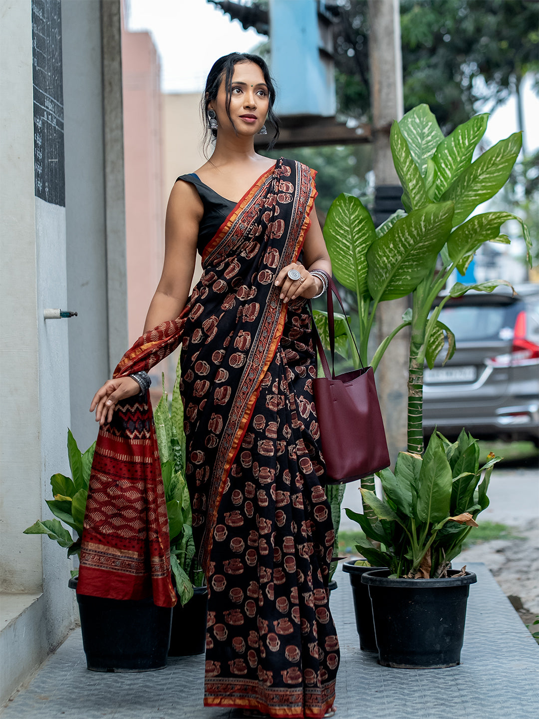 Avani Black Ajrakh Saree