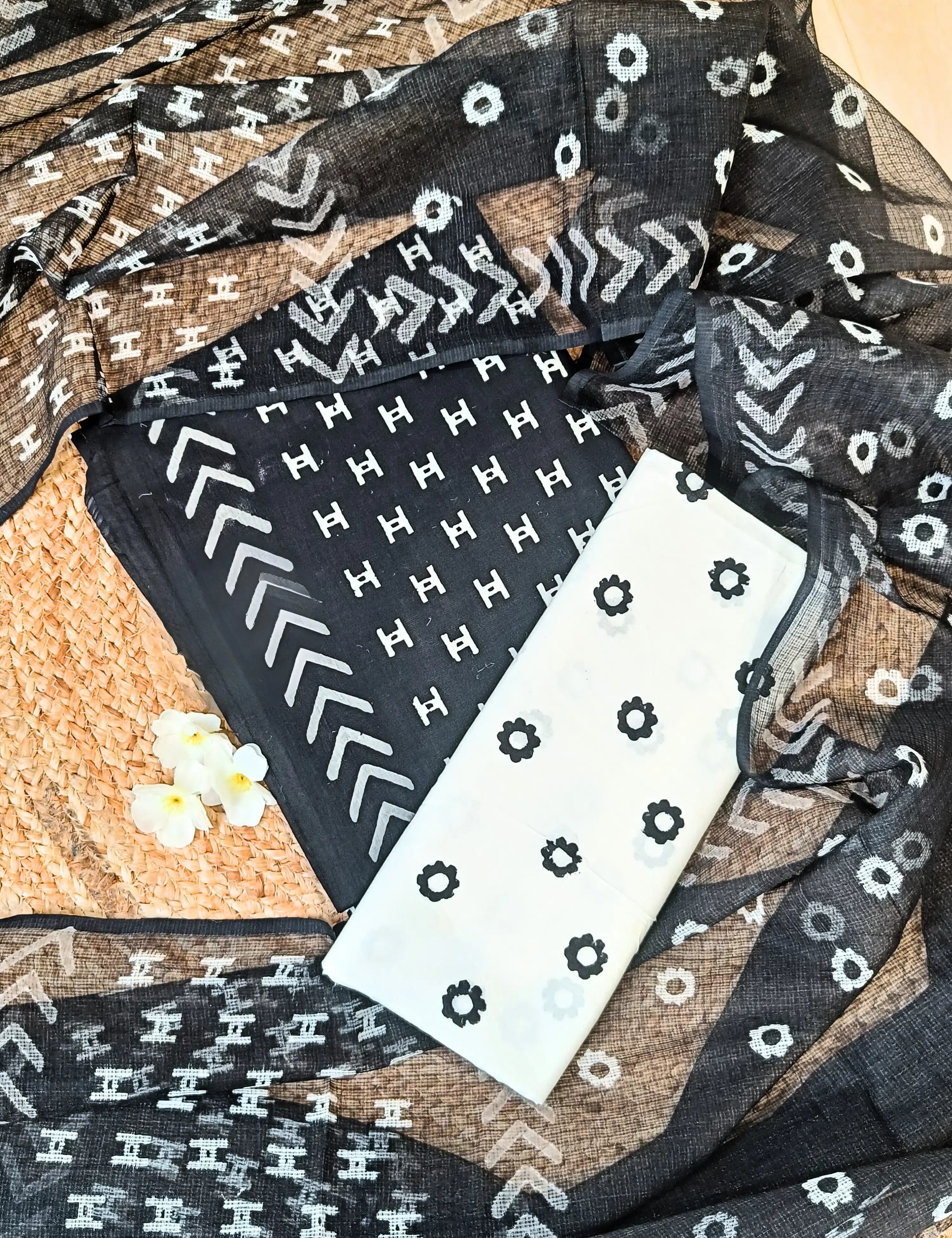 Shulba Black Bagru Dress Material