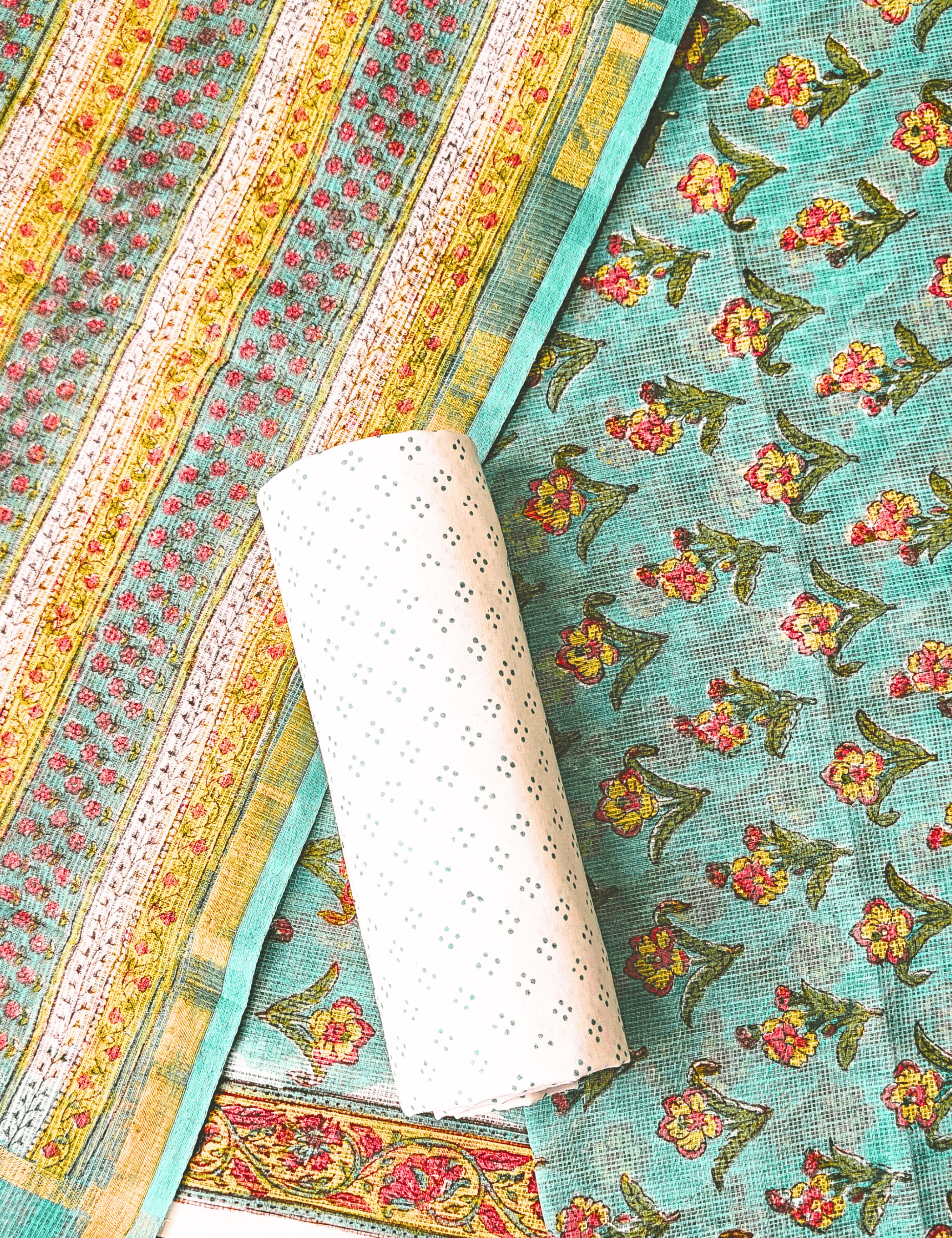 Vaayu Blue Bagru Dress Material