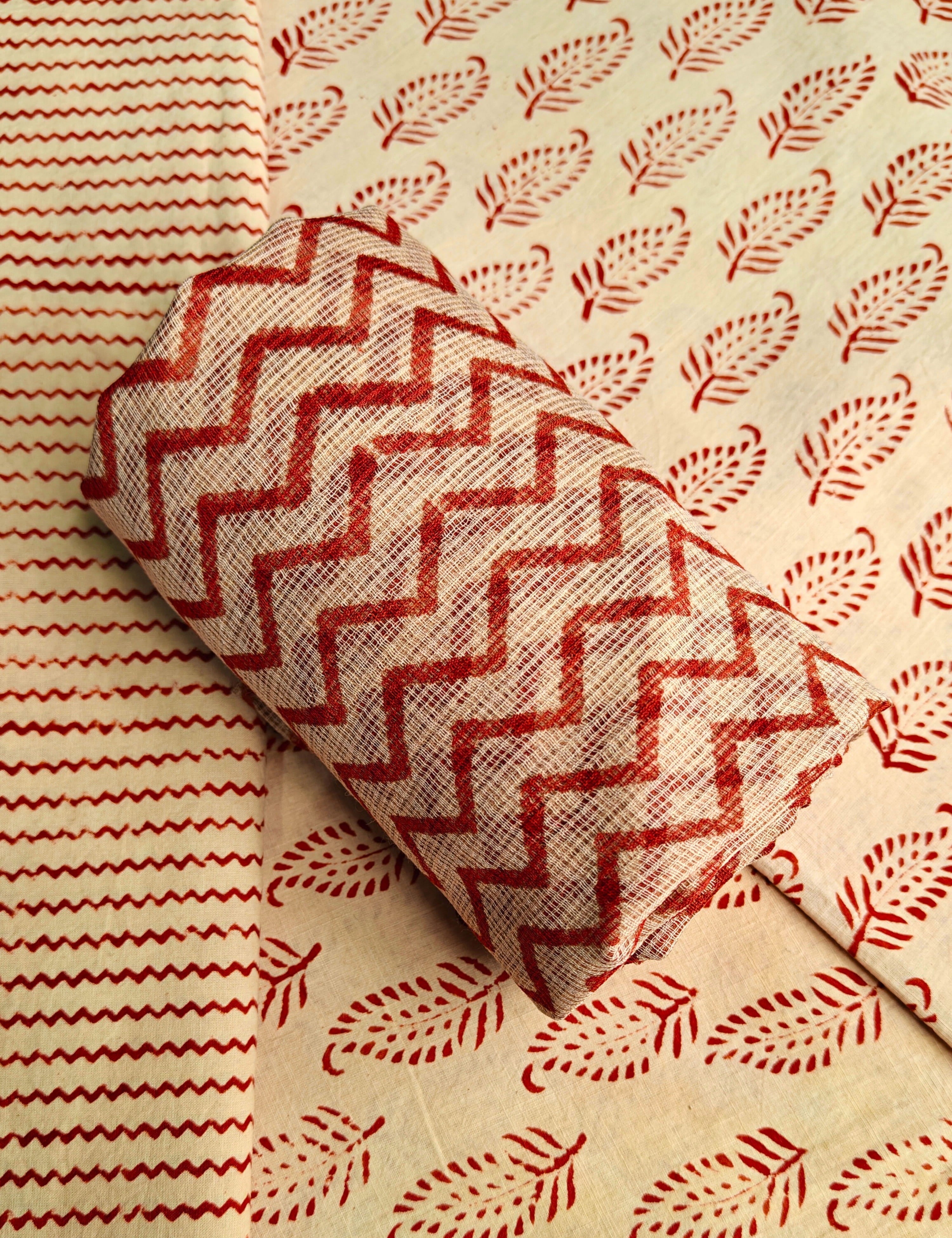 Bagicha Multicolor Bagru Dress Material