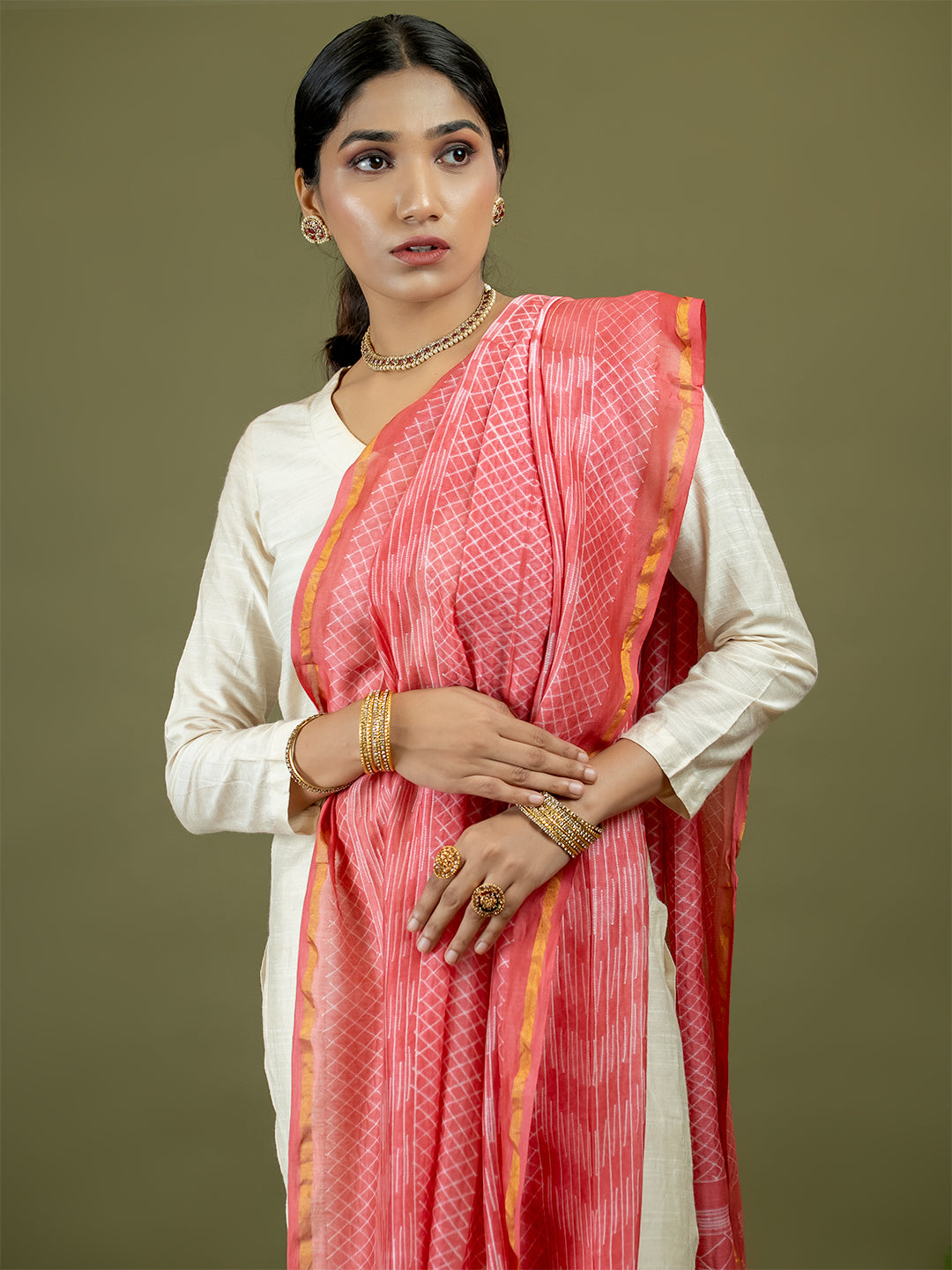 Rangrez Pink Shibori Dupatta