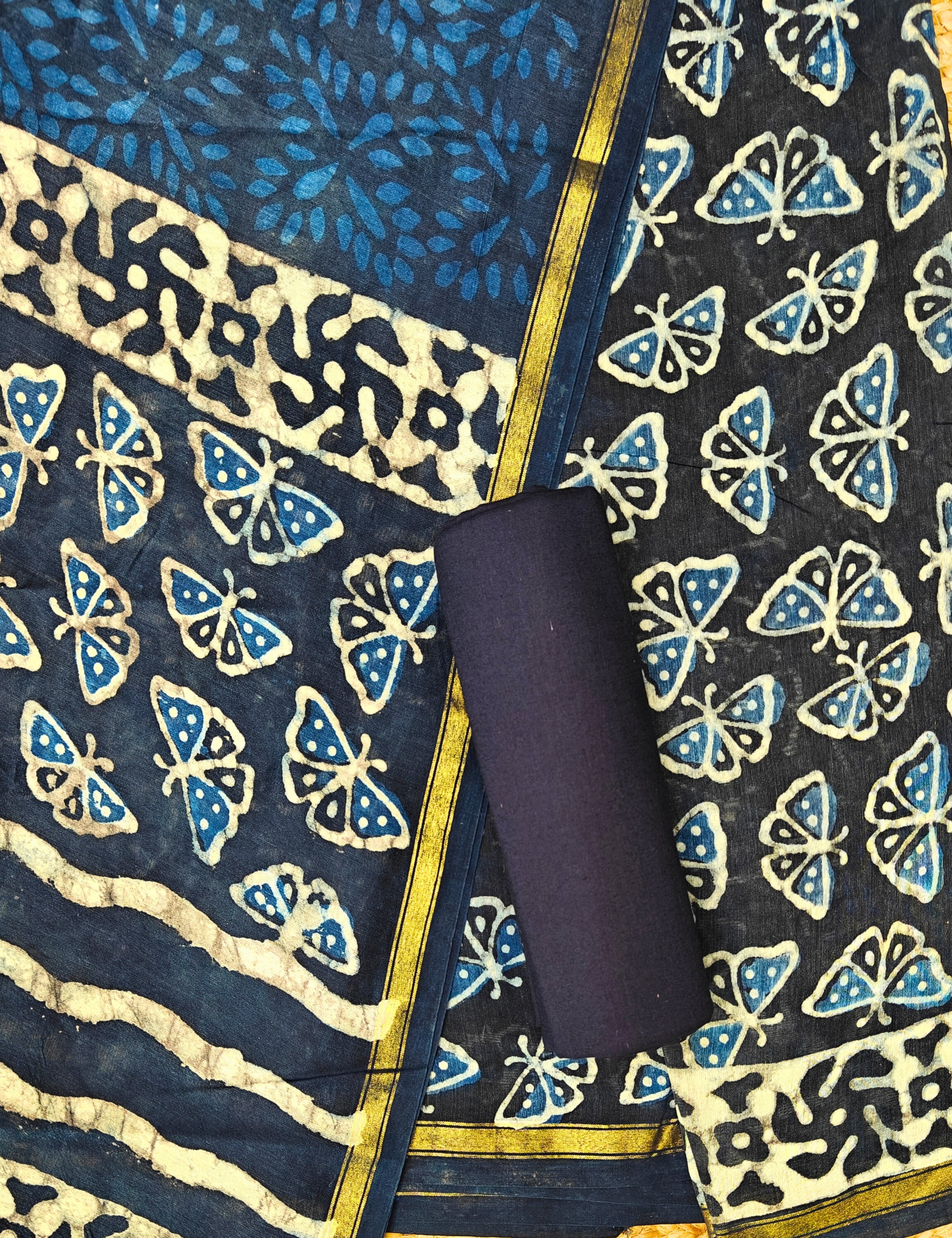 Maati Indigo Dabu Dress Material